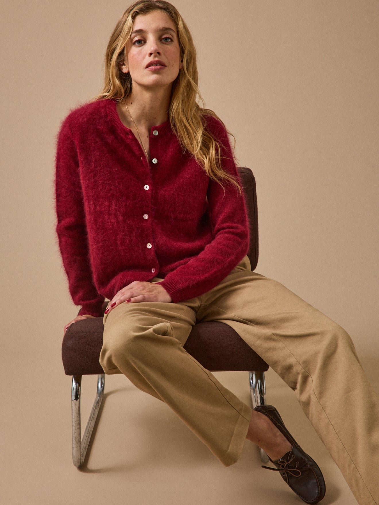 Damen-Cardigan aus gebürsteter Wolle