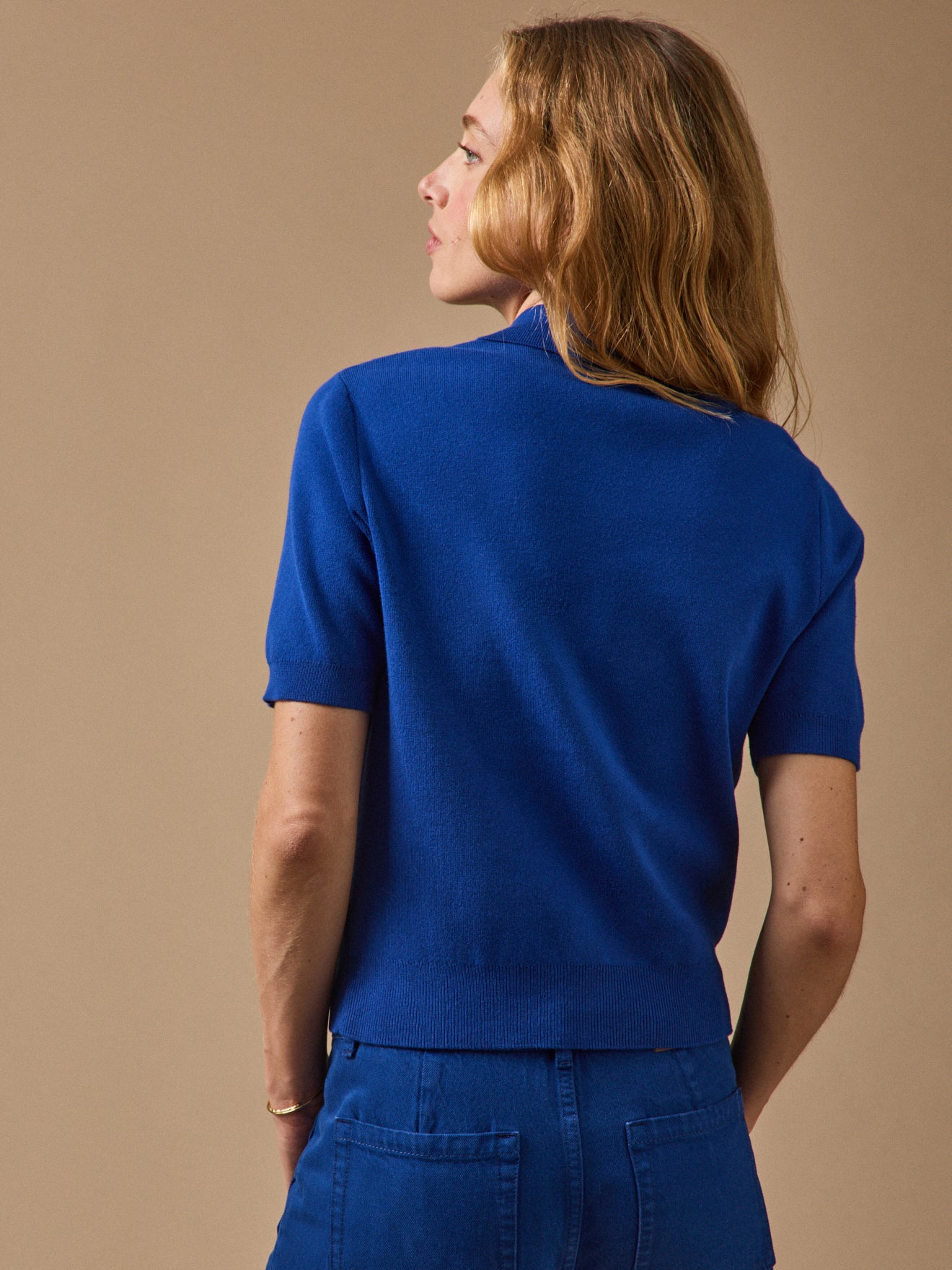Damen-Cardigan aus Bio-Baumwolle mit Polokragen