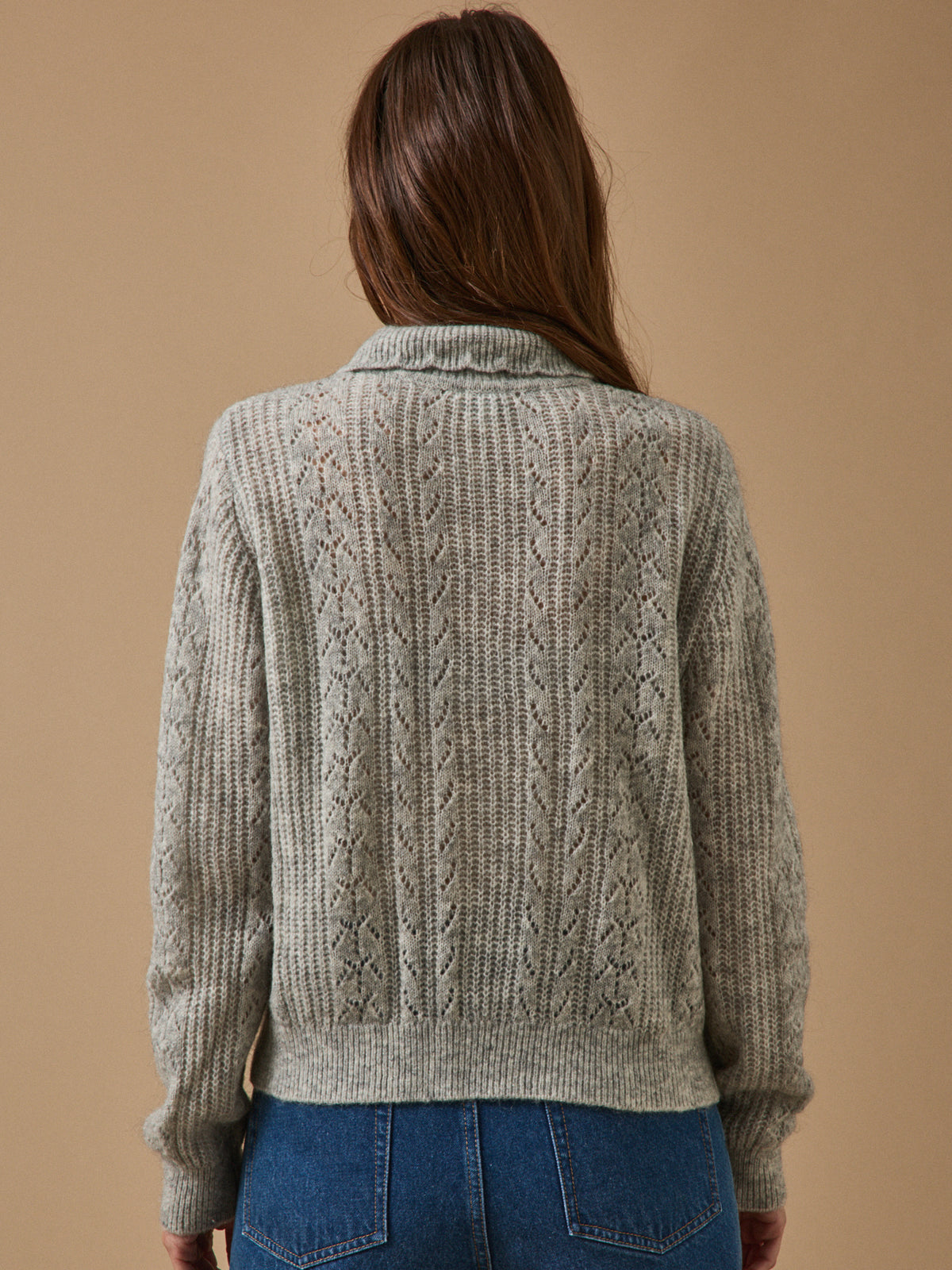 Damenpullover mit Polokragen aus Wolle und Mohair