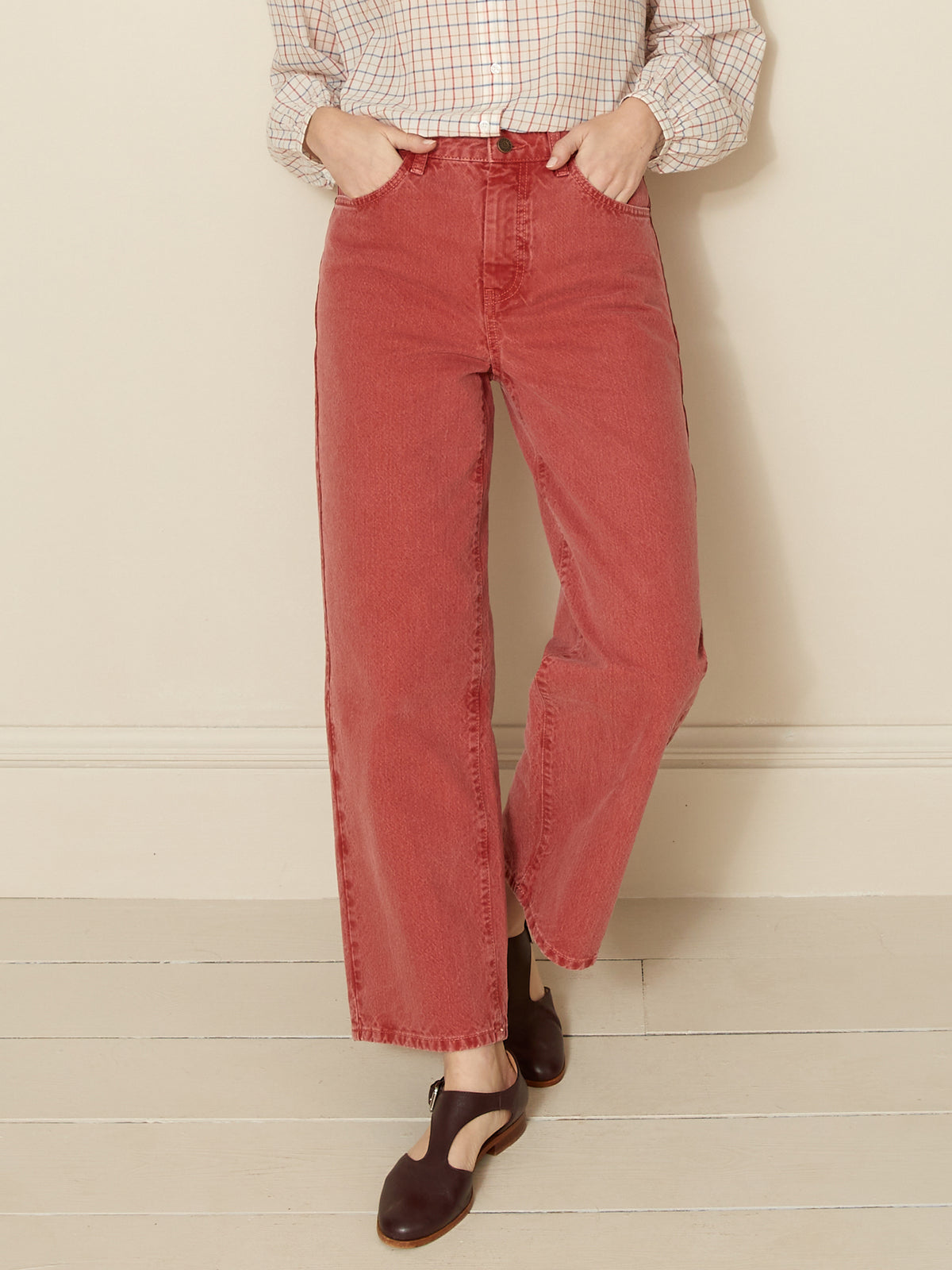 Damen-Jeans Émilie mit weitem Bein - Bio-Bamwolle, nachhaltig gewaschen