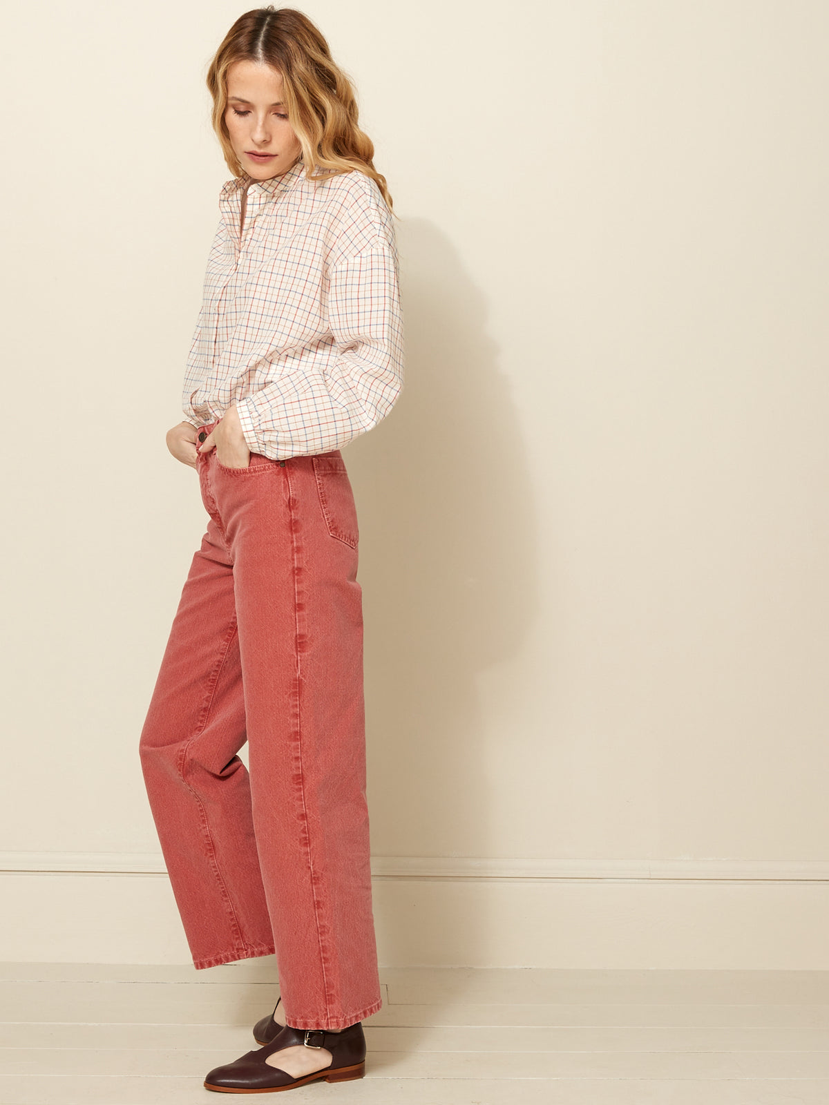 Damen-Jeans Émilie mit weitem Bein - Bio-Bamwolle, nachhaltig gewaschen