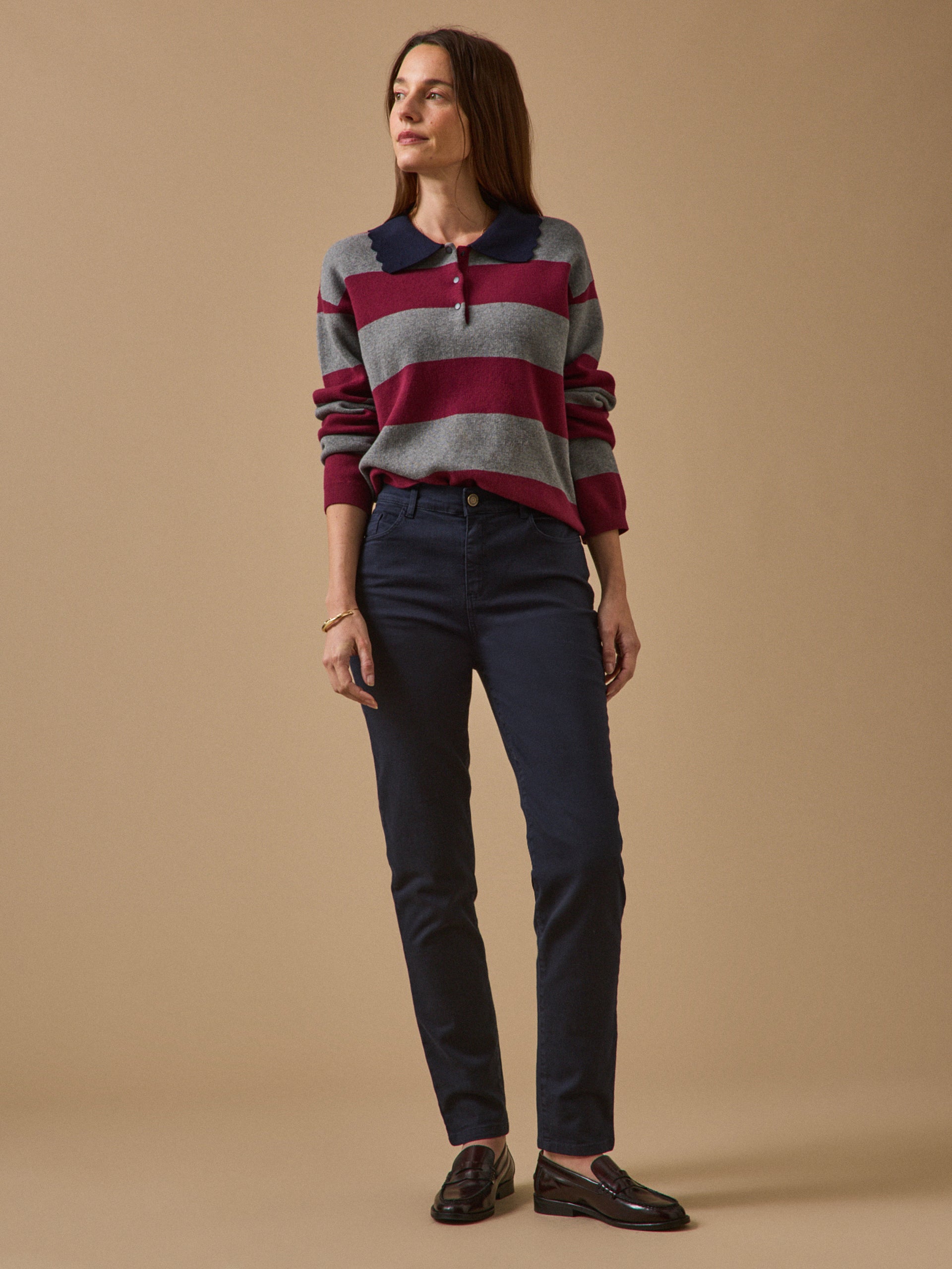 Farbenfrohe Slim Fit Damenhose Aude