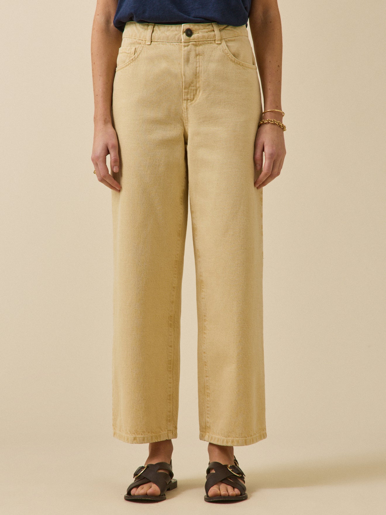 Damen-Jeans mit weitem Bein aus Bio-Baumwolle