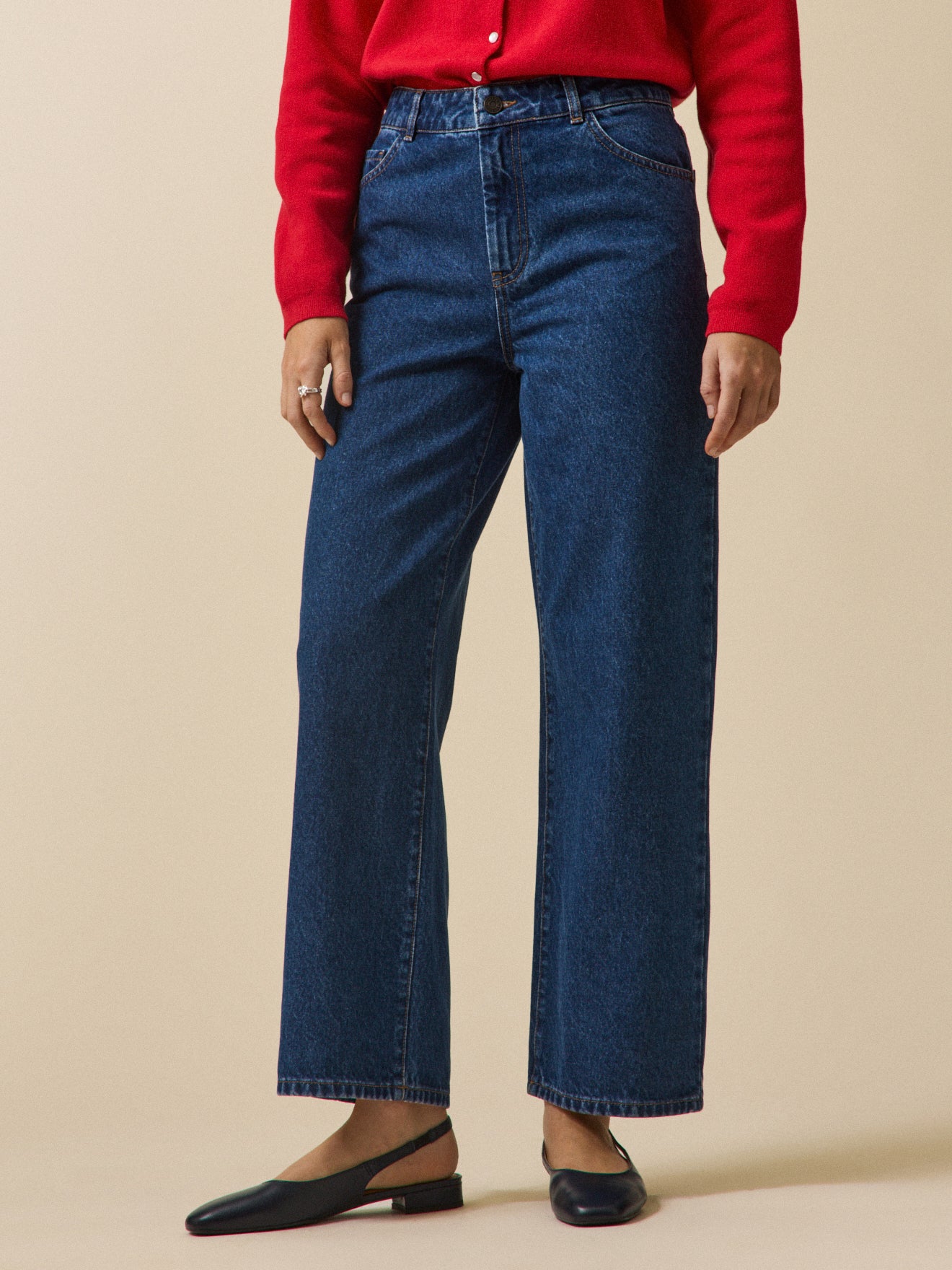 Damen-Jeans Émilie mit weitem Bein aus Bio-Baumwolle