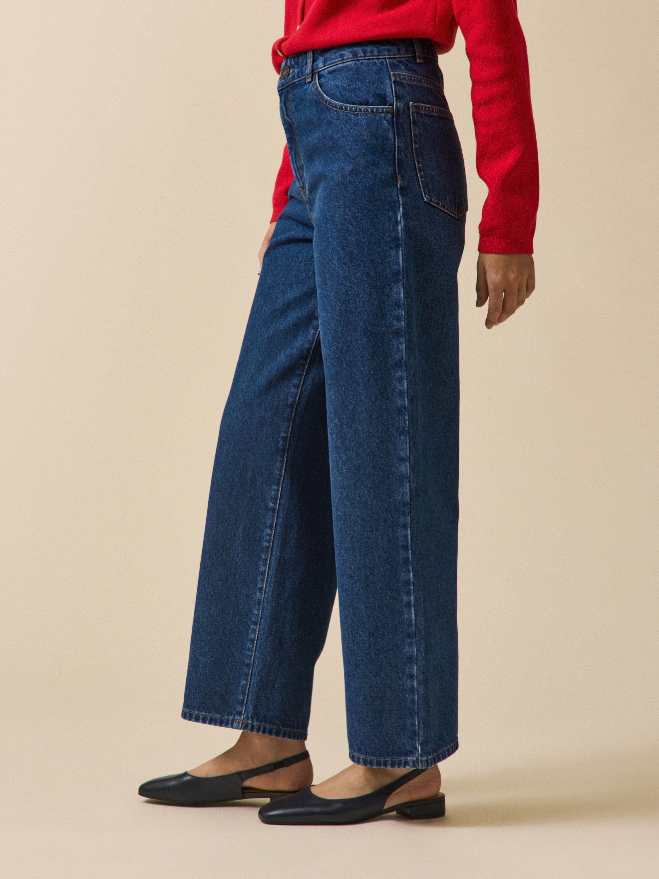 Damen-Jeans Émilie mit weitem Bein aus Bio-Baumwolle