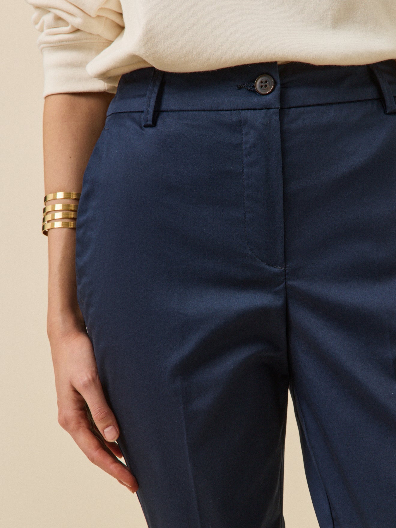 Damen-Zigarettenhose Eve aus Satinbaumwolle