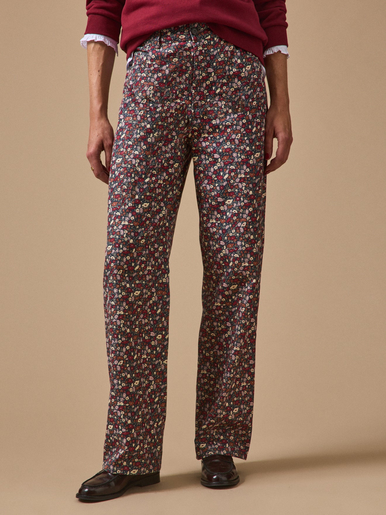 Damenhose mit weitem Bein aus Liberty-Stoff Petal&Daisy