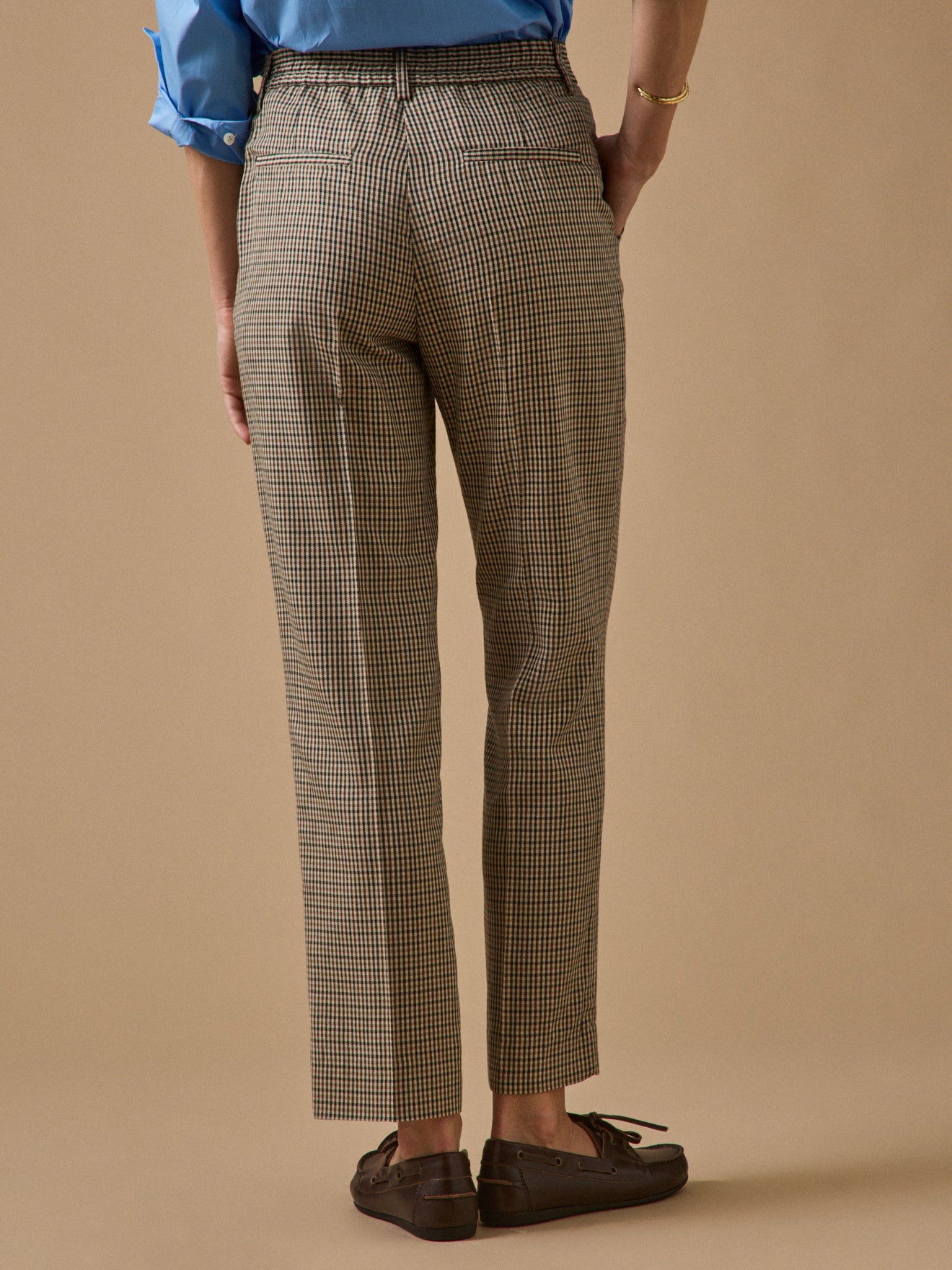 Damen-Zigarettenhose mit kleinen Karos Léo