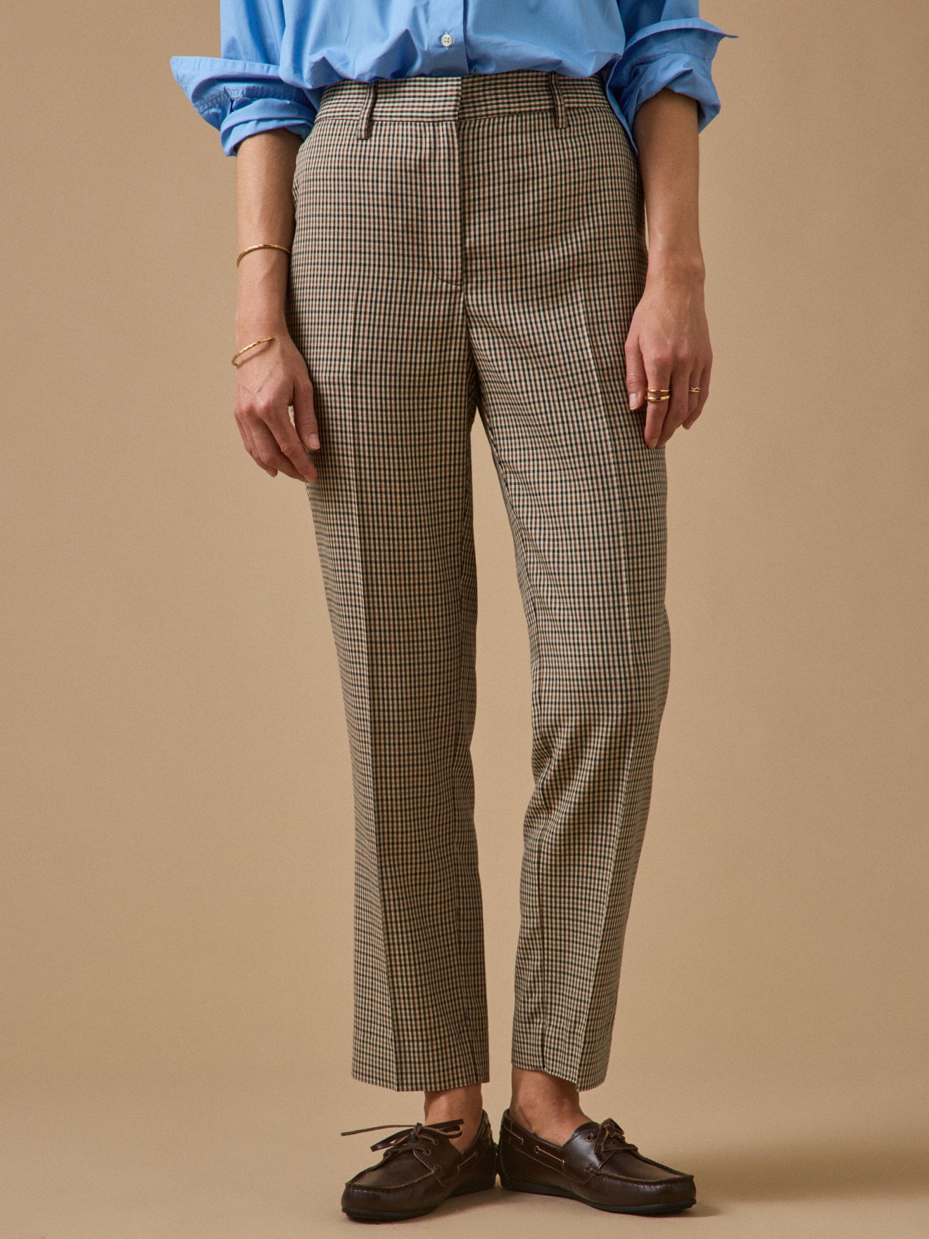 Damen-Zigarettenhose mit kleinen Karos Léo