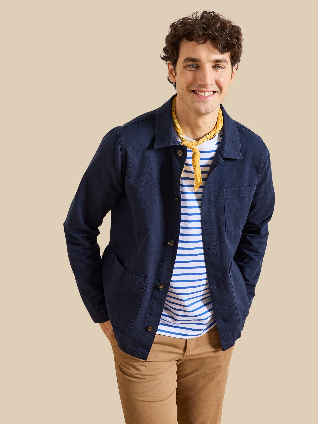 Herrenjacke im Working-Esprit - Twill aus recycelter Baumwolle