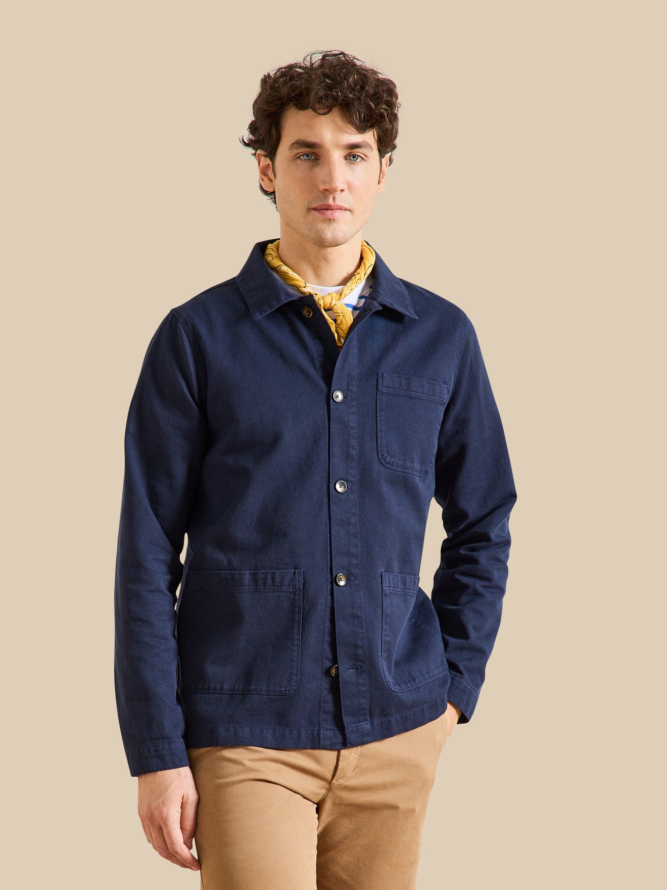 Herrenjacke im Working-Esprit - Twill aus recycelter Baumwolle