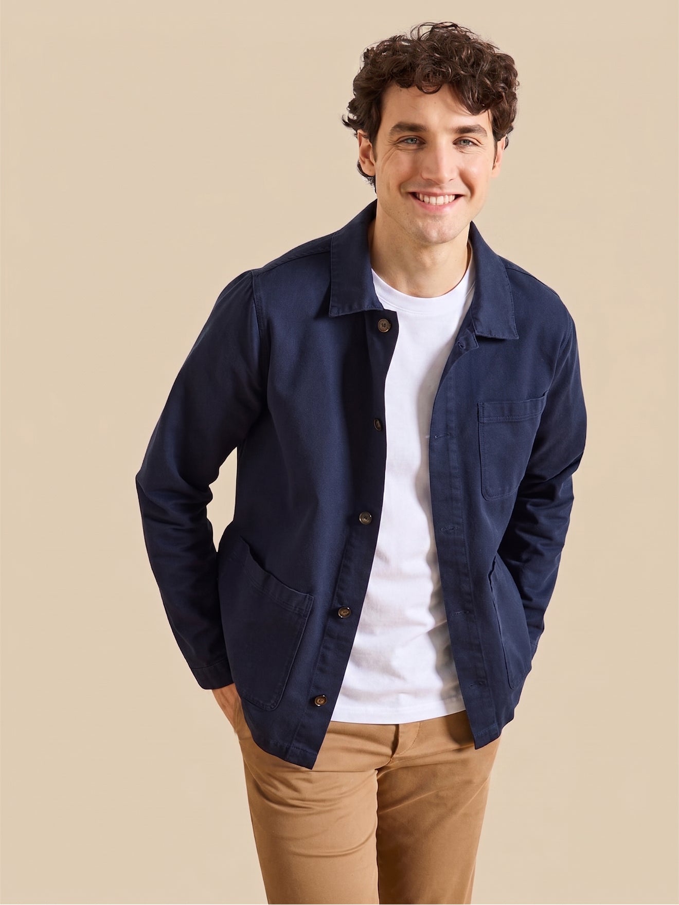 Herrenjacke im Working-Esprit - Twill aus recycelter Baumwolle