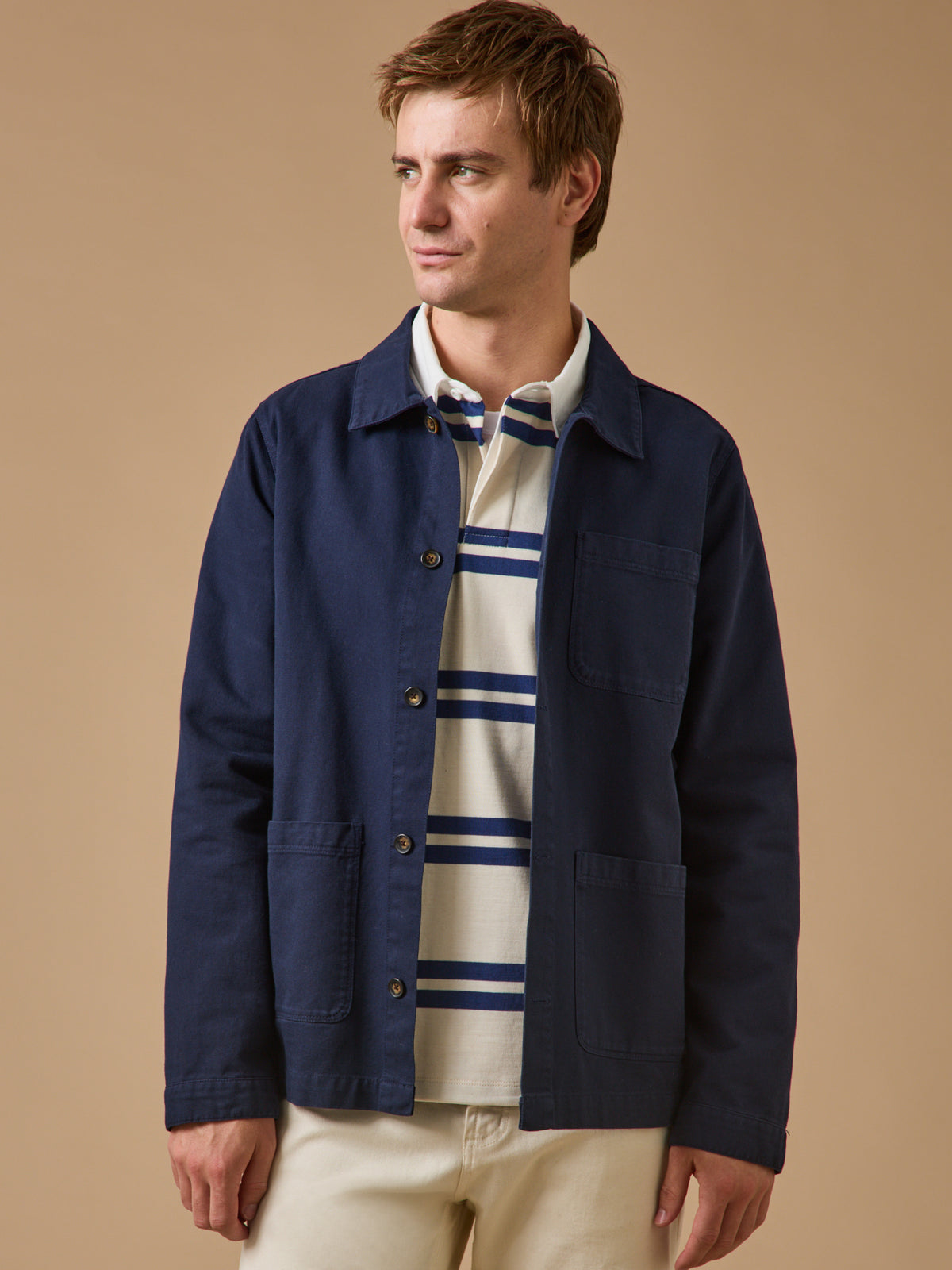 Herrenjacke im Working-Esprit - Twill aus recycelter Baumwolle