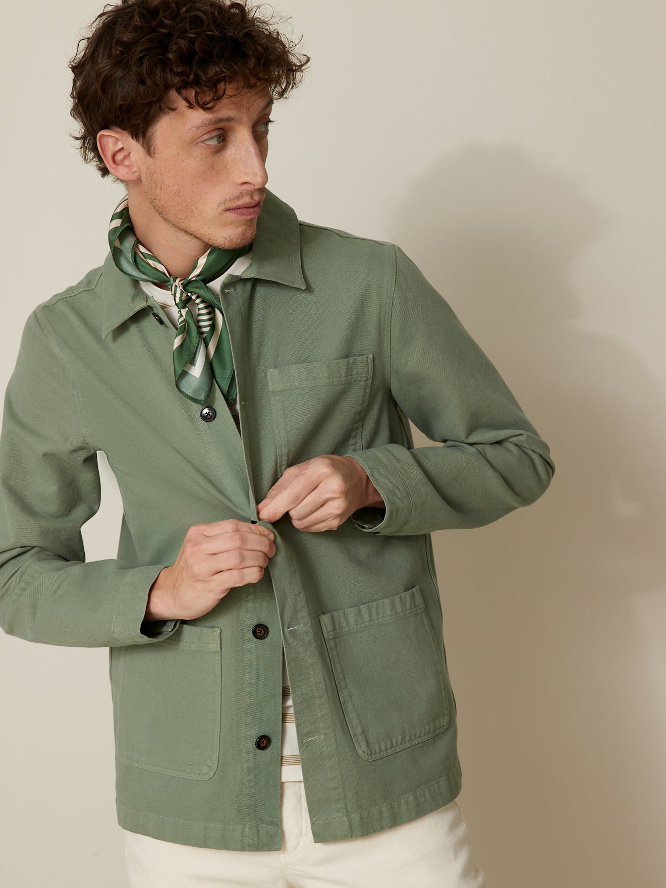Herrenjacke im Working-Esprit - Twill aus recycelter Baumwolle
