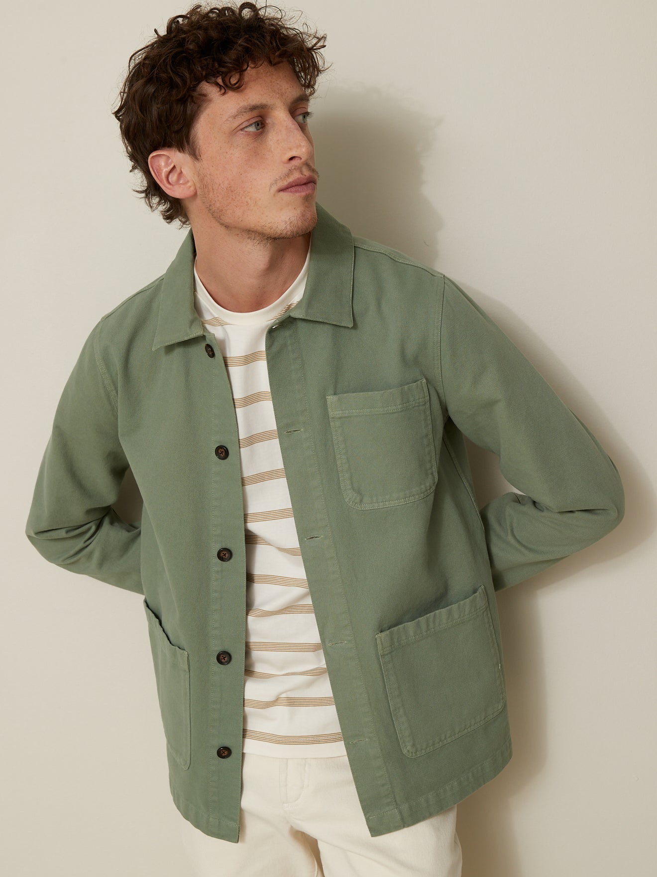 Herrenjacke im Working-Esprit - Twill aus recycelter Baumwolle