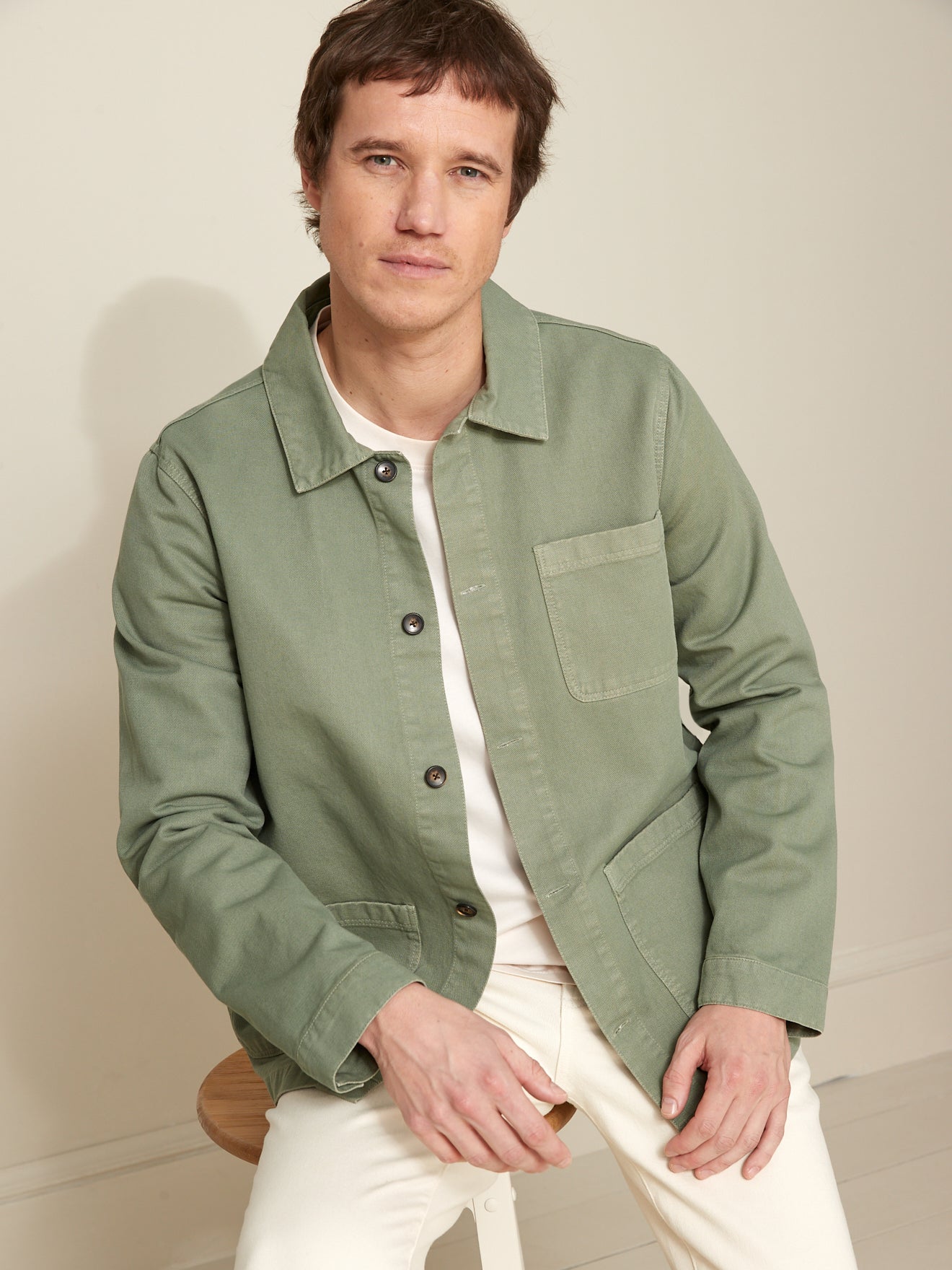 Herrenjacke im Working-Esprit - Twill aus recycelter Baumwolle