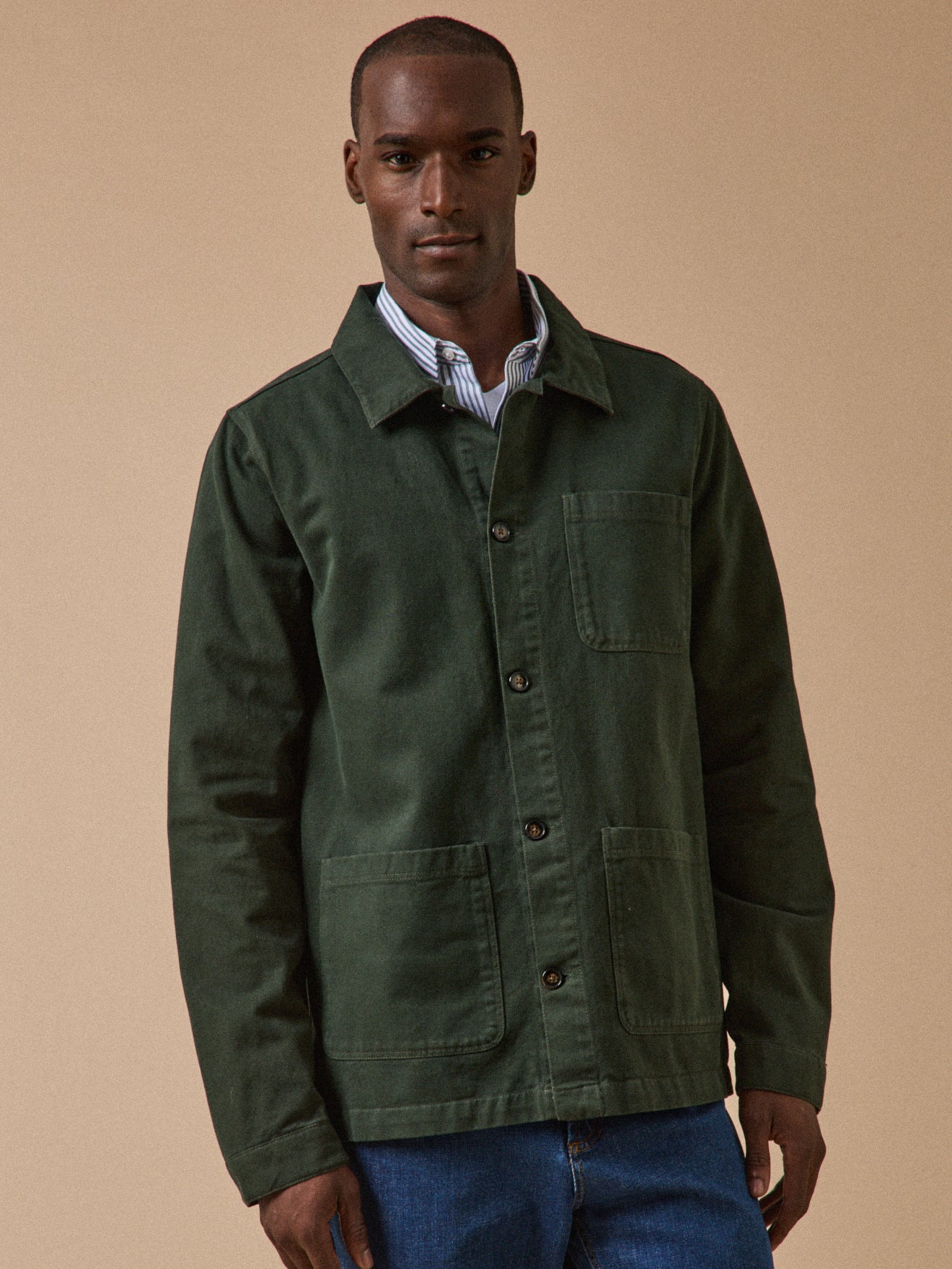 Herrenjacke im Working-Esprit - Twill aus recycelter Baumwolle