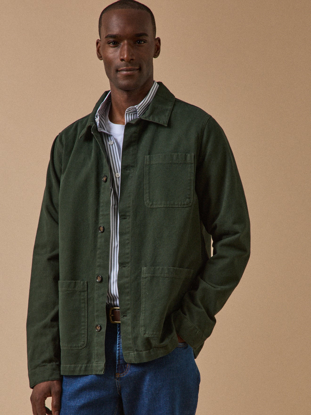 Herrenjacke im Working-Esprit - Twill aus recycelter Baumwolle