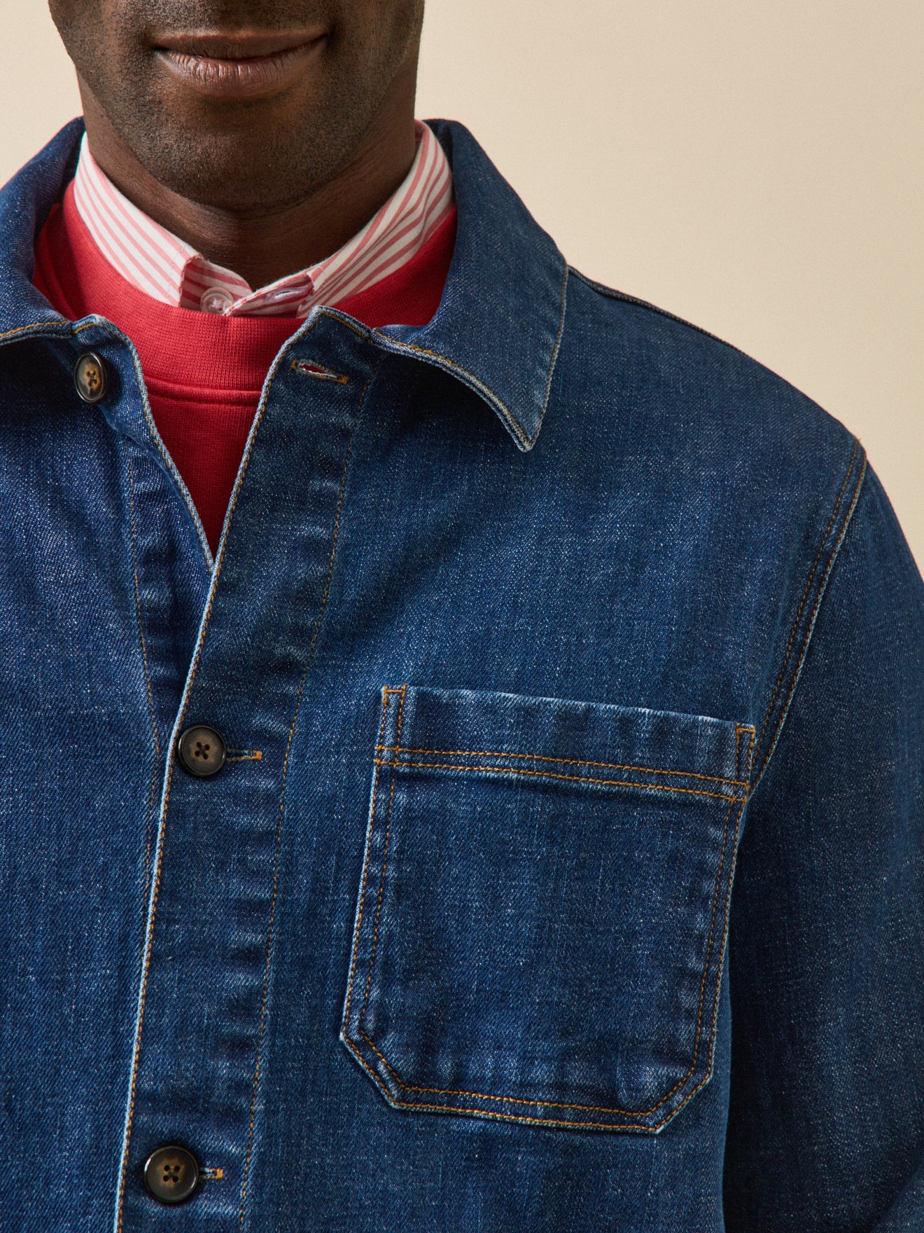Herren-Jeansjacke im Worker-Stil aus recycelter Baumwolle
