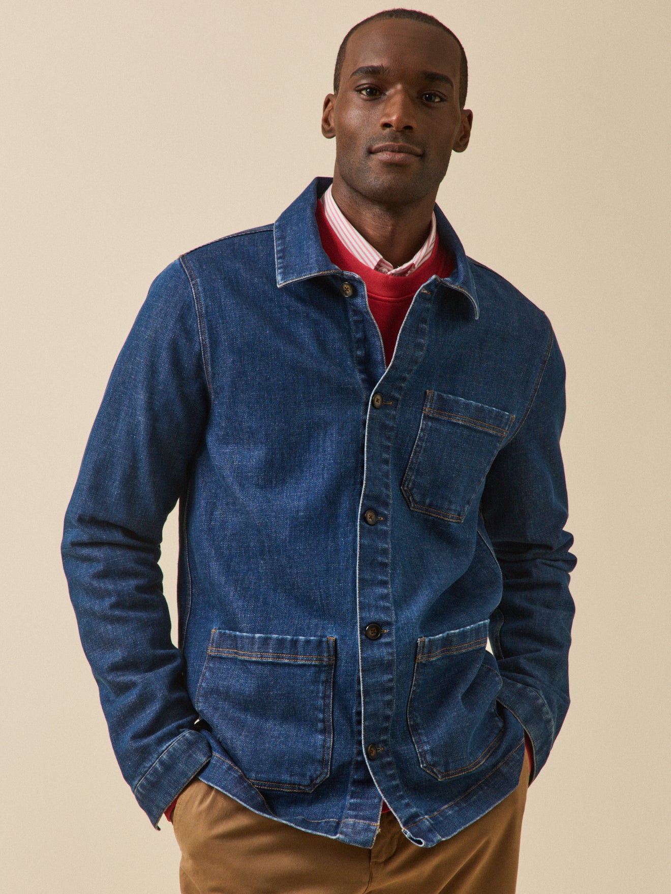 Herren-Jeansjacke im Worker-Stil aus recycelter Baumwolle