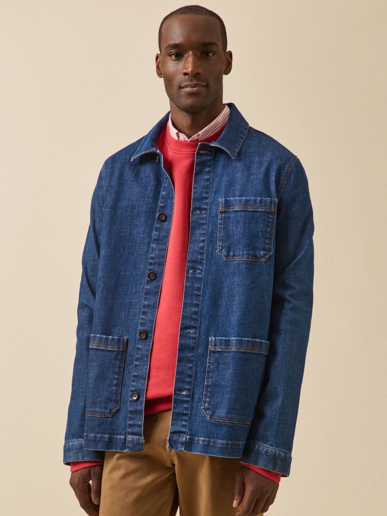 Herren-Jeansjacke im Worker-Stil aus recycelter Baumwolle