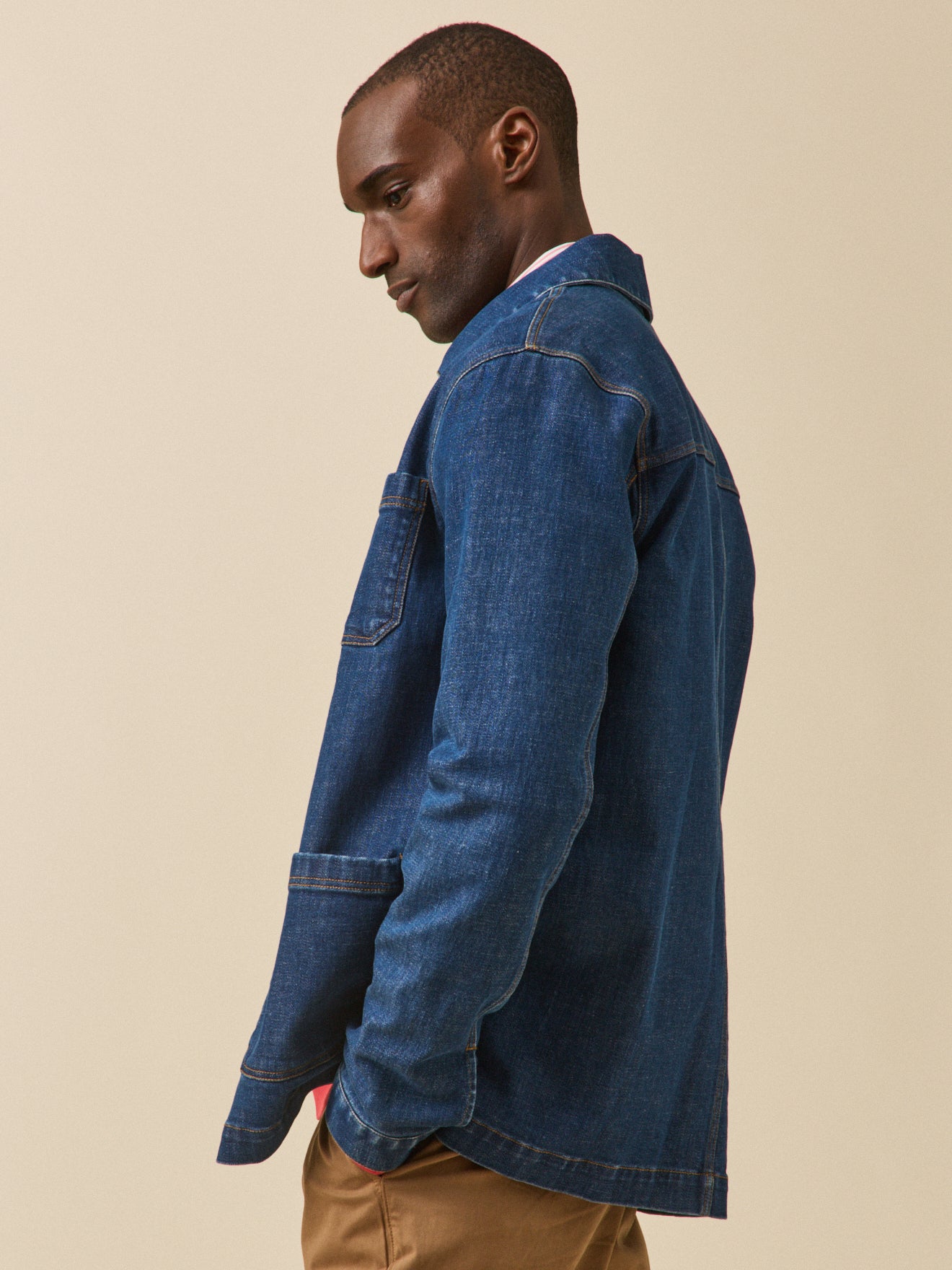 Herren-Jeansjacke im Worker-Stil aus recycelter Baumwolle
