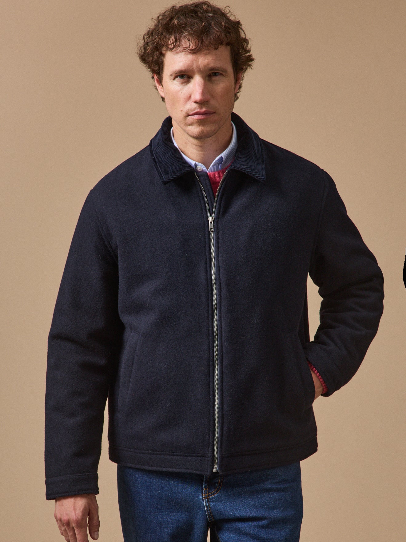 Warme Herren-Pilotenjacke aus Wolle