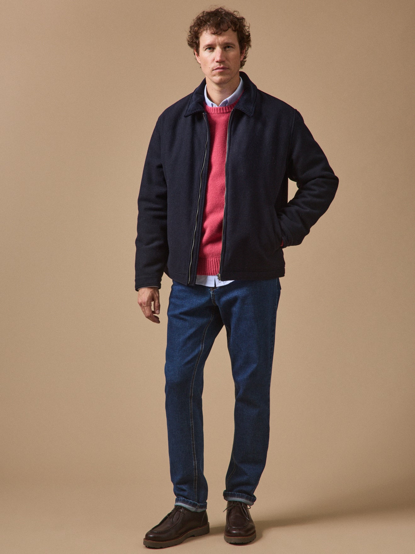 Warme Herren-Pilotenjacke aus Wolle