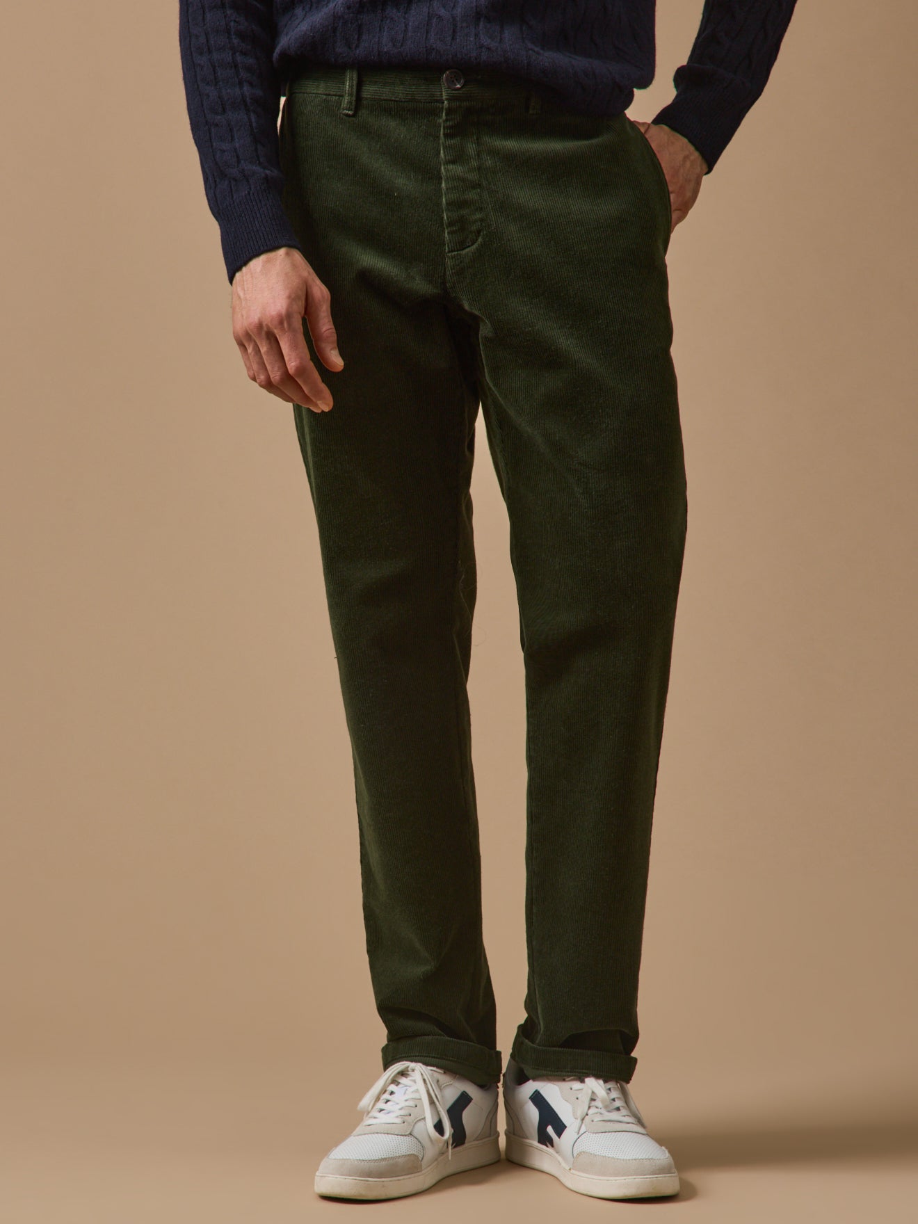 Regular Fit Herren-Chinohose aus Velours