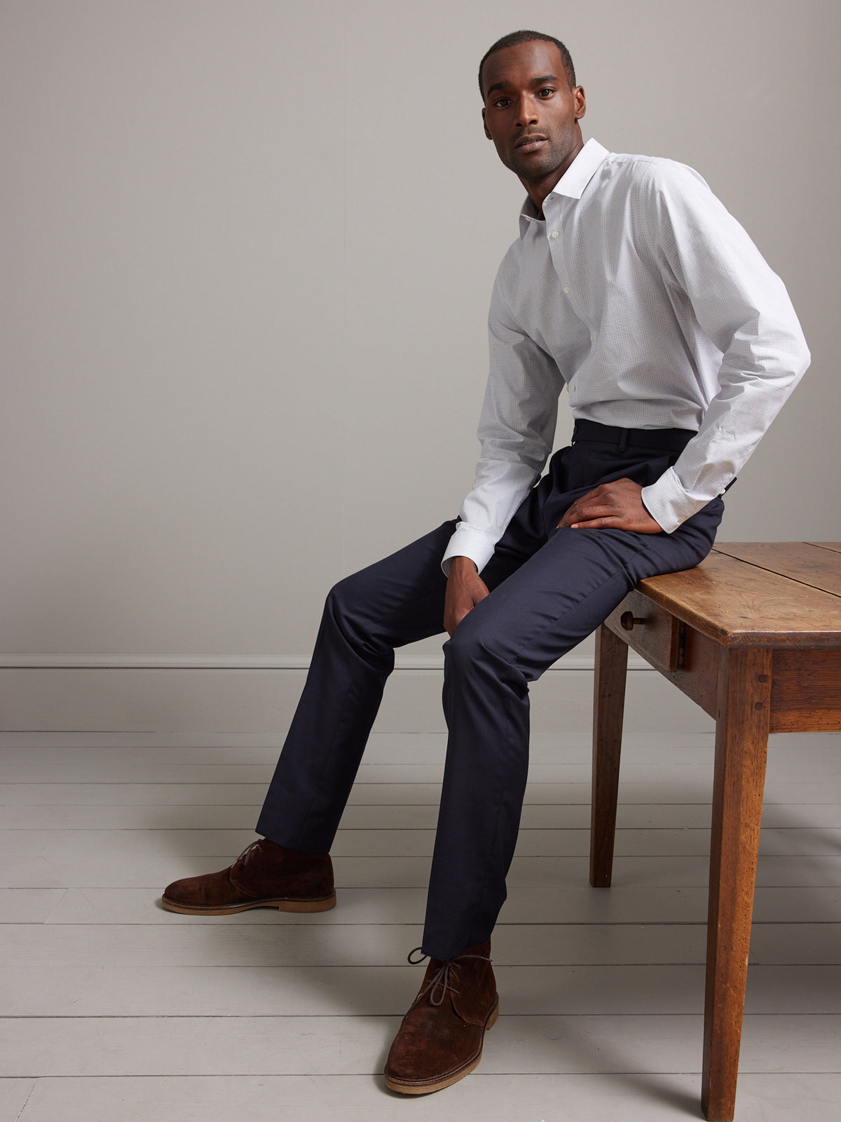 Kariertes und bügelfreies Slim Fit Herrenhemd