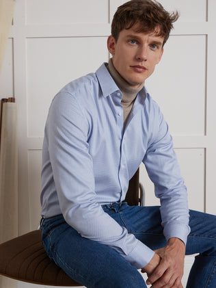 Herren Regular Fit Hemd mit kleinen Motiven, bügelfrei
