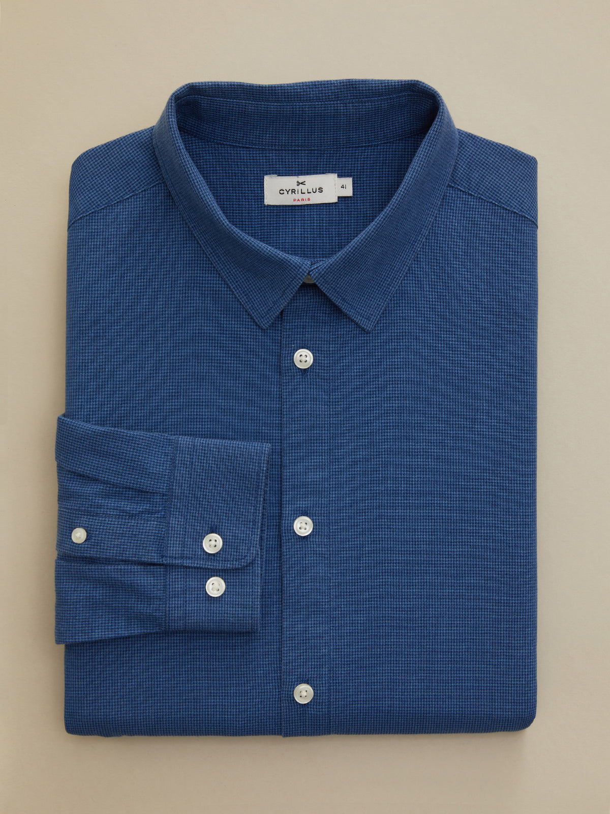 Slim Fit Herrenhemd mit Minihahnentritt-Muster - Bio-Baumwolle