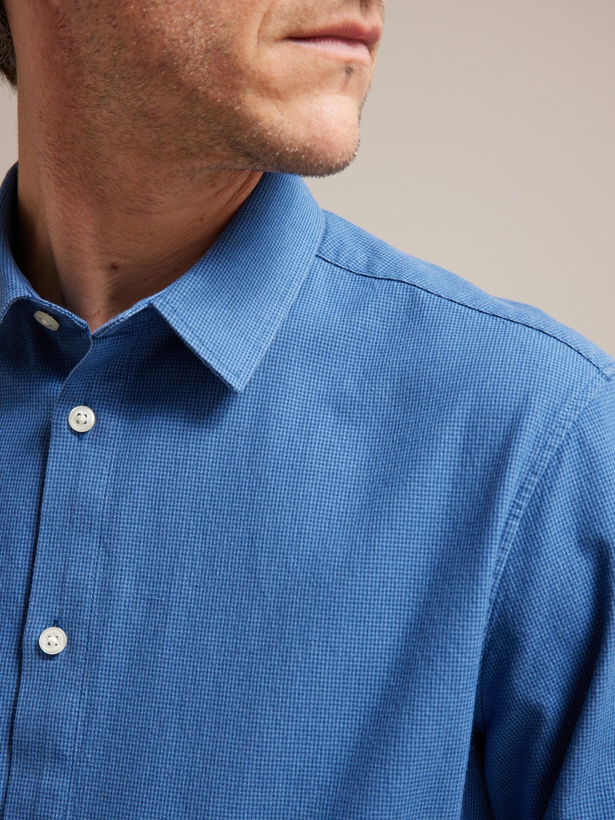 Slim Fit Herrenhemd mit Minihahnentritt-Muster - Bio-Baumwolle