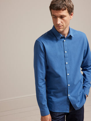 Slim Fit Herrenhemd mit Minihahnentritt-Muster - Bio-Baumwolle
