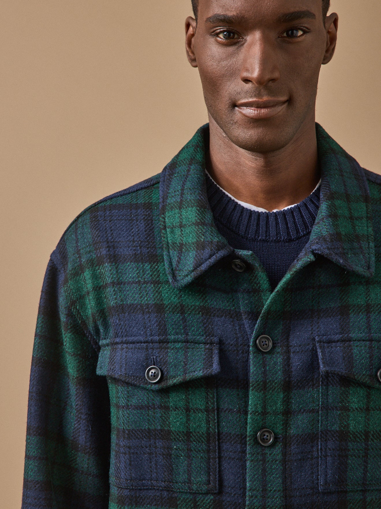Herren-Tartan-Überhemd aus Wolle