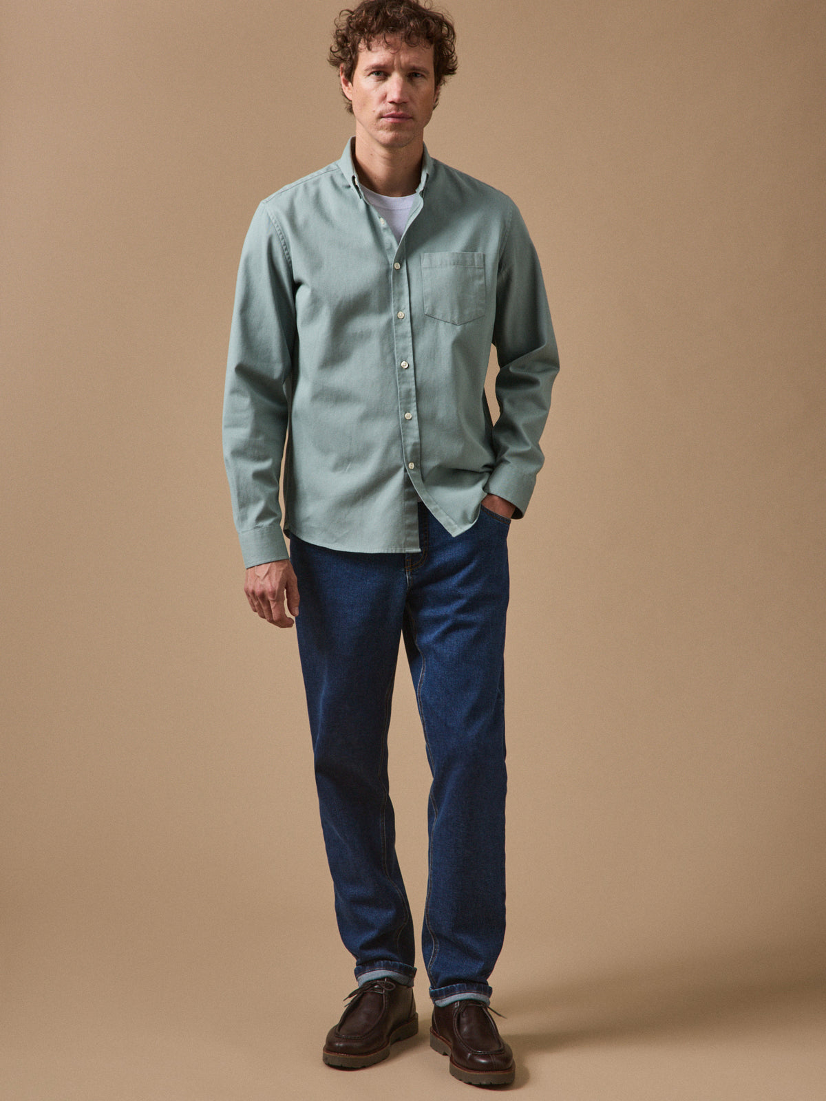 Herrenhemd aus gewaschenem Twill - klassische Passform