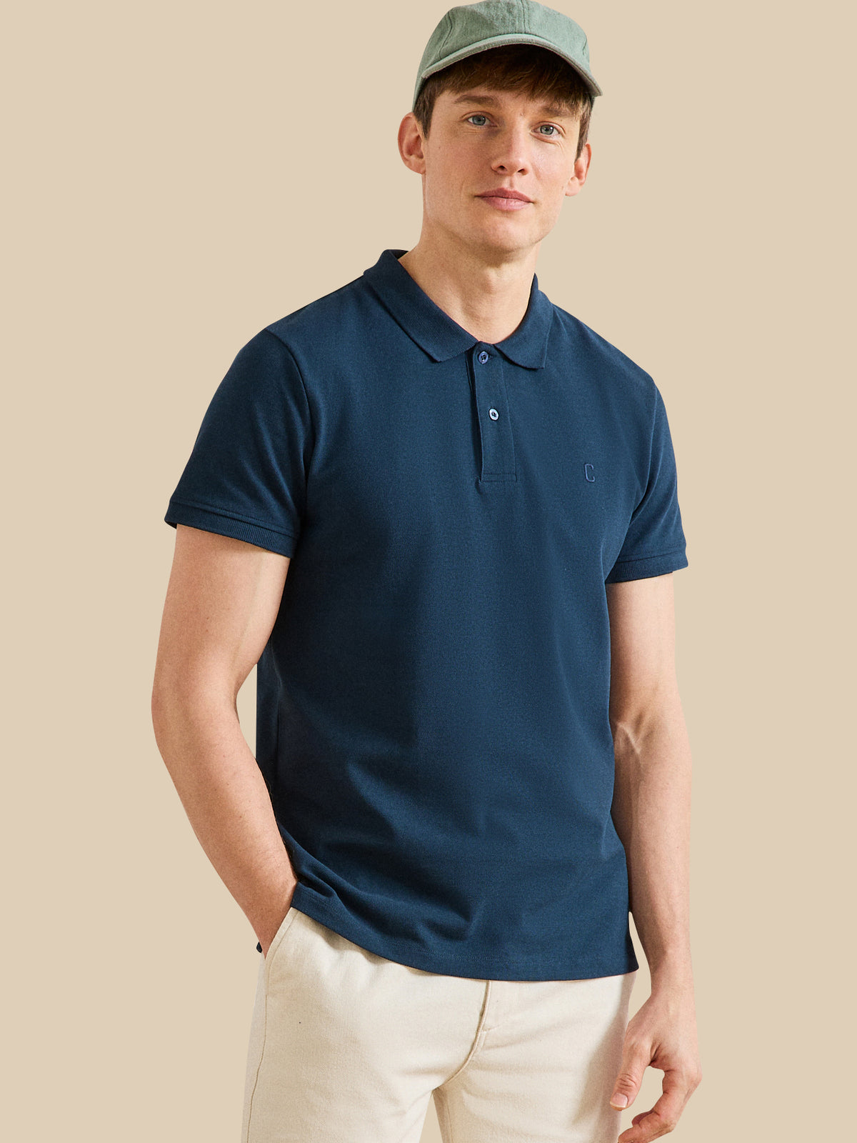 Einfarbiges Herren-Poloshirt aus Pikee aus Bio-Baumwolle