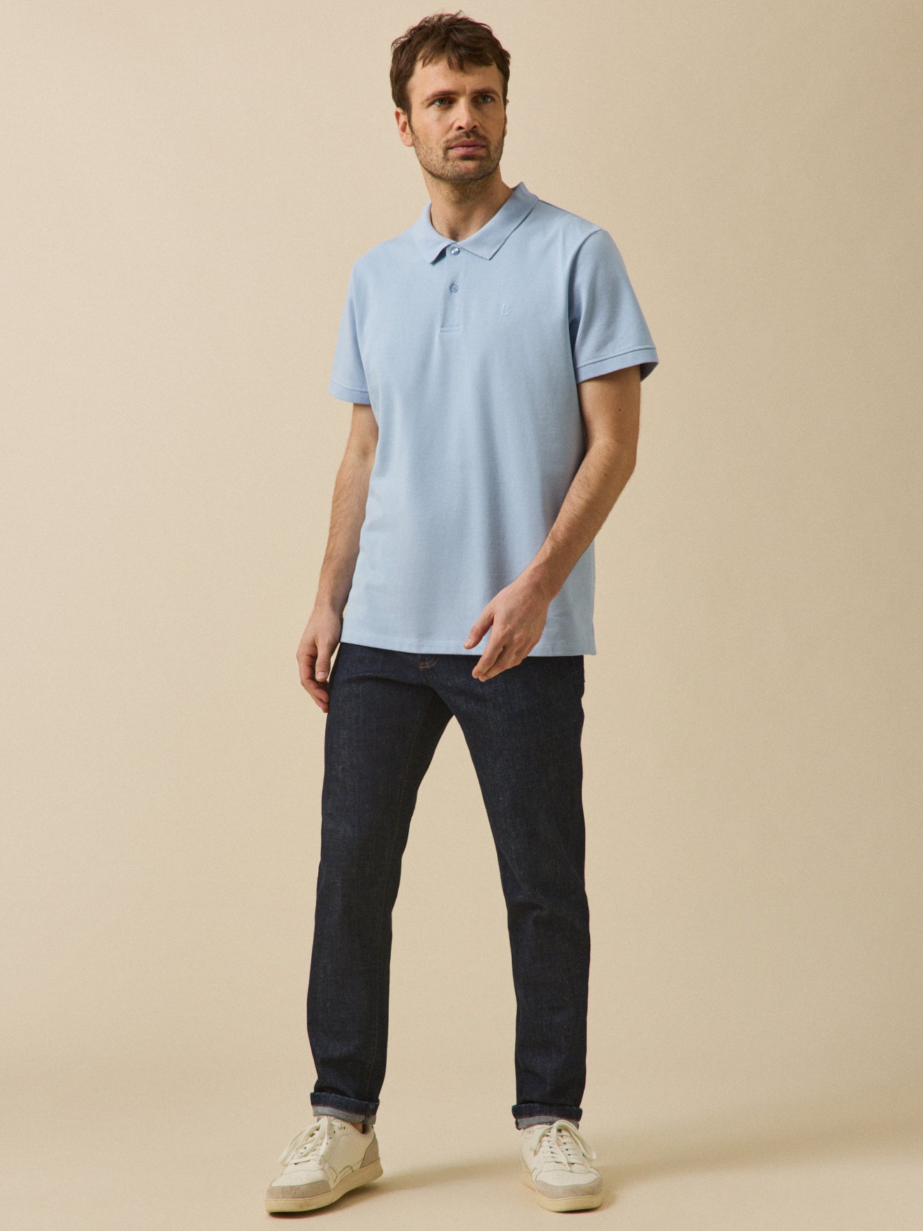 Einfarbiges Herren-Poloshirt aus Pikee aus Bio-Baumwolle