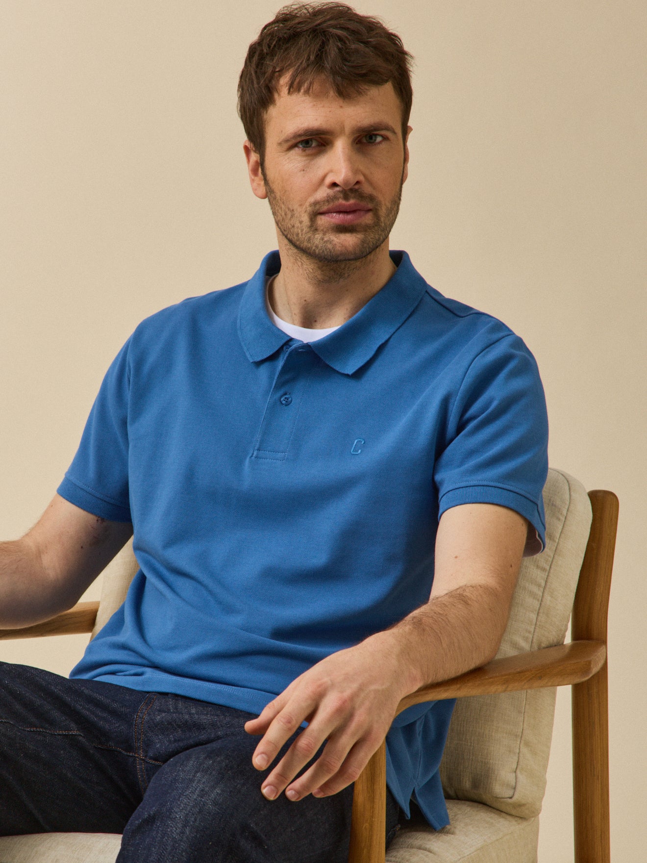Einfarbiges Herren-Poloshirt aus Pikee aus Bio-Baumwolle