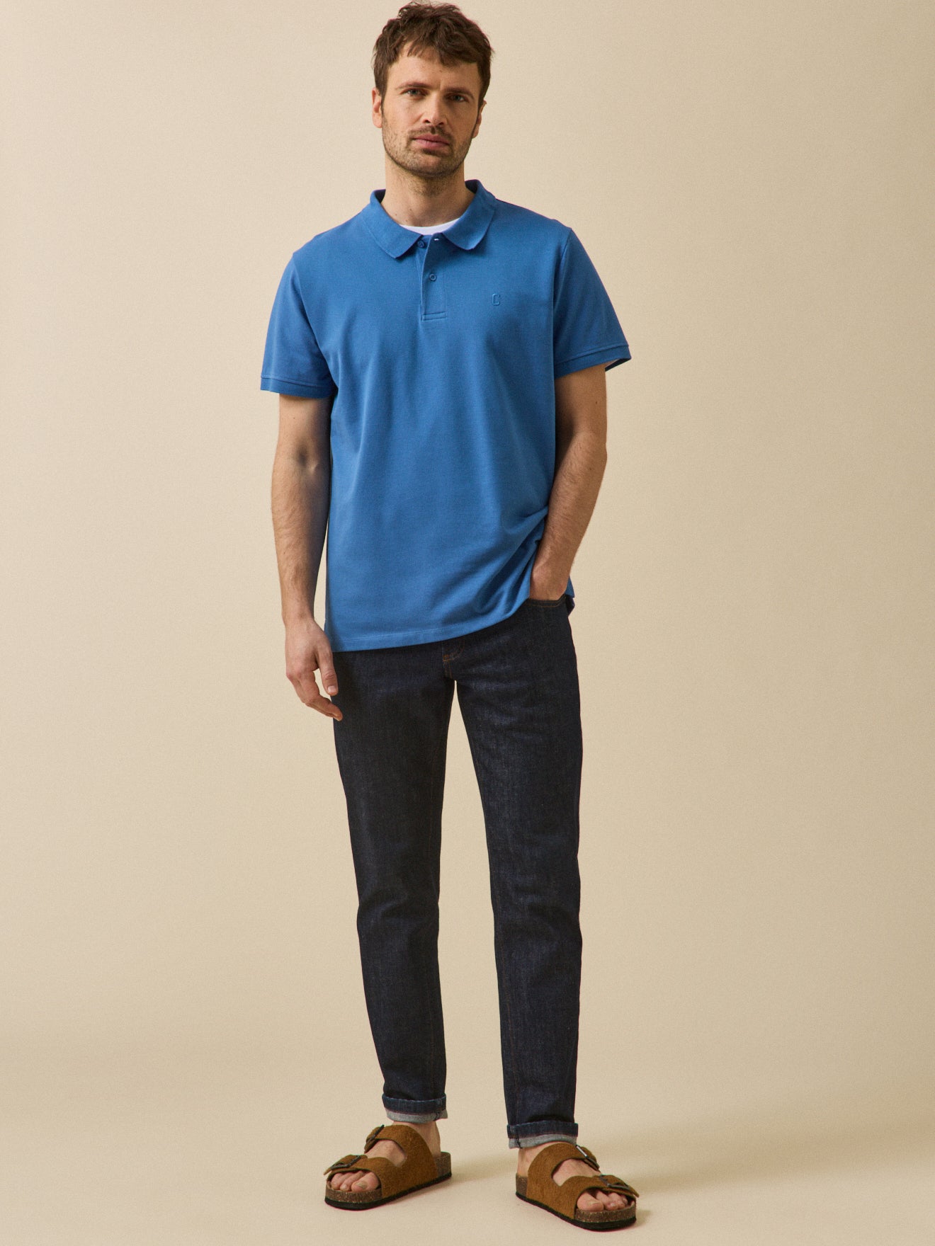 Einfarbiges Herren-Poloshirt aus Pikee aus Bio-Baumwolle