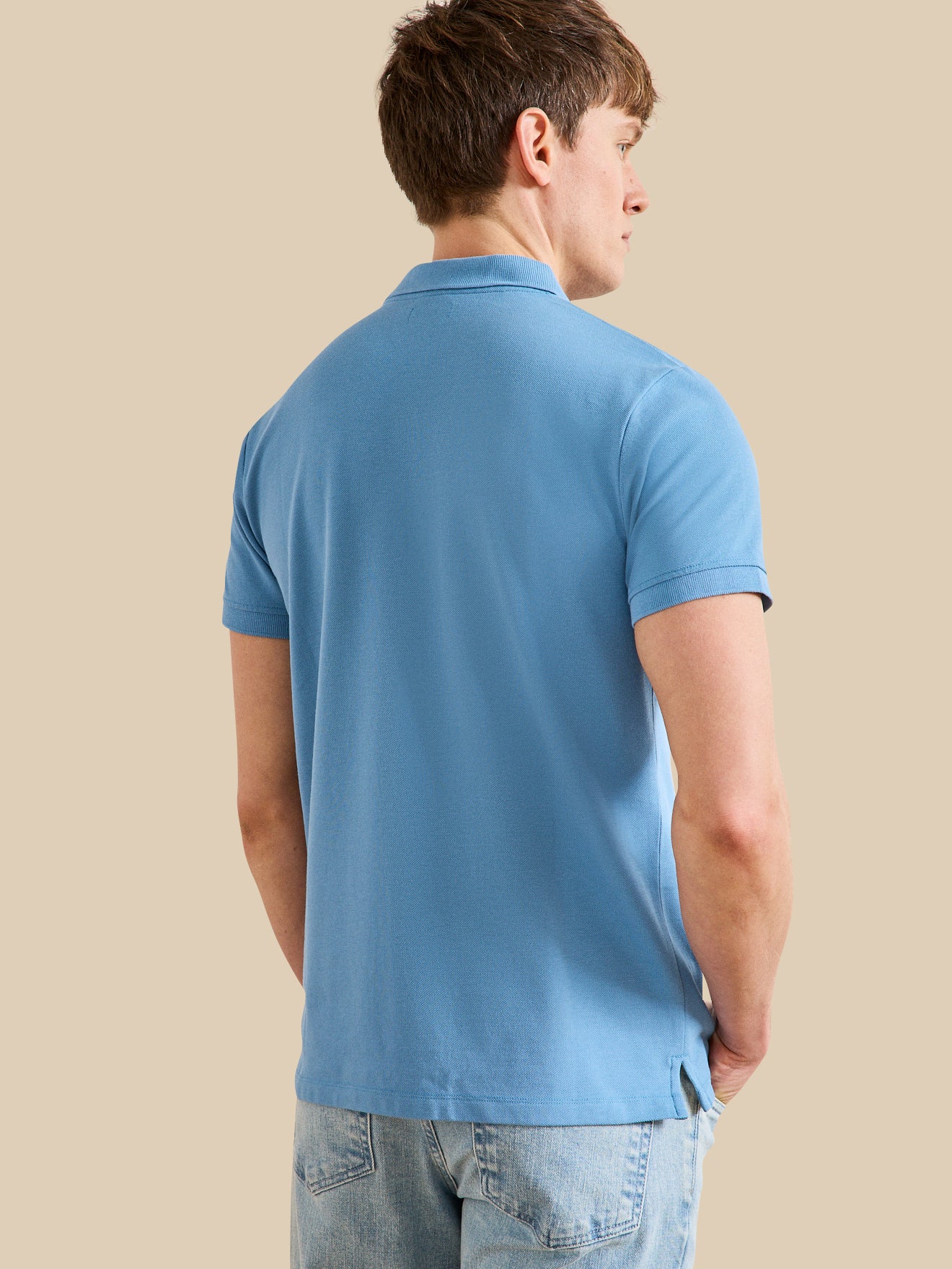 Einfarbiges Herren-Poloshirt aus Pikee aus Bio-Baumwolle