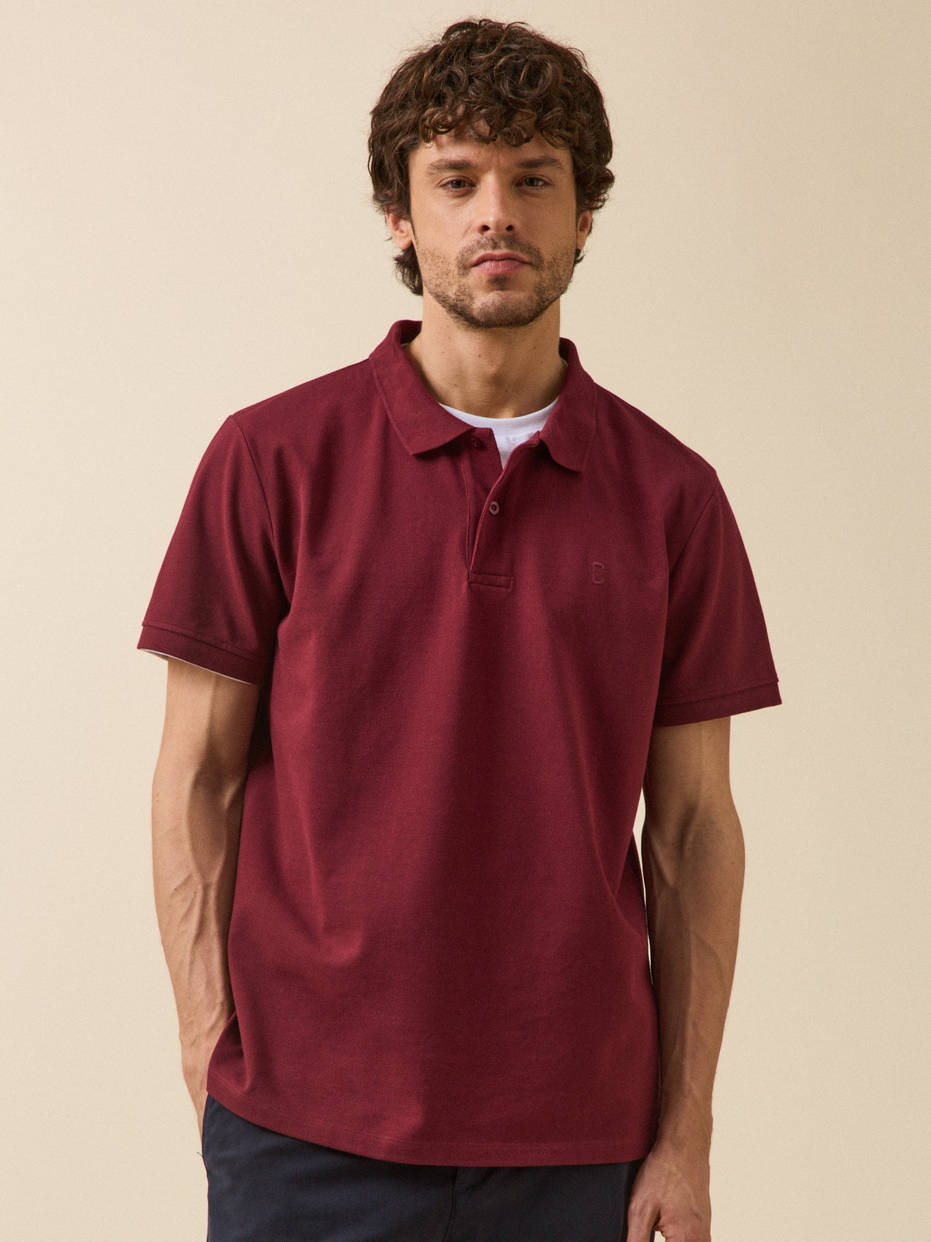 Einfarbiges Herren-Poloshirt aus Pikee aus Bio-Baumwolle