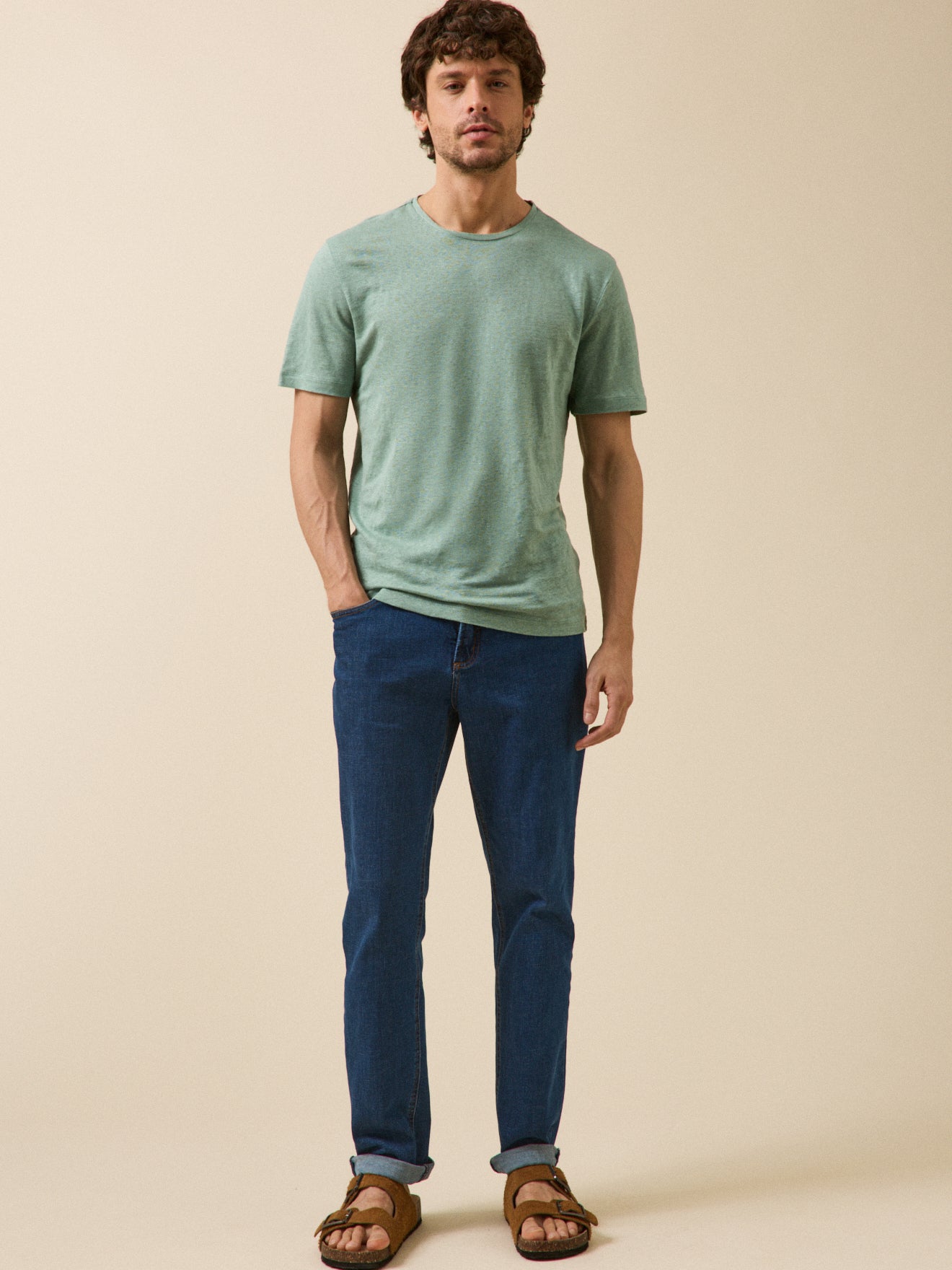 Herren T-Shirt aus Leinen mit rundem Halsausschnitt