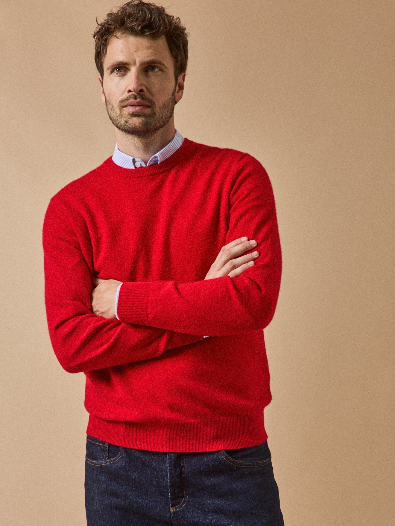 Herrenpullover aus Kaschmir mit rundem Halsausschnitt