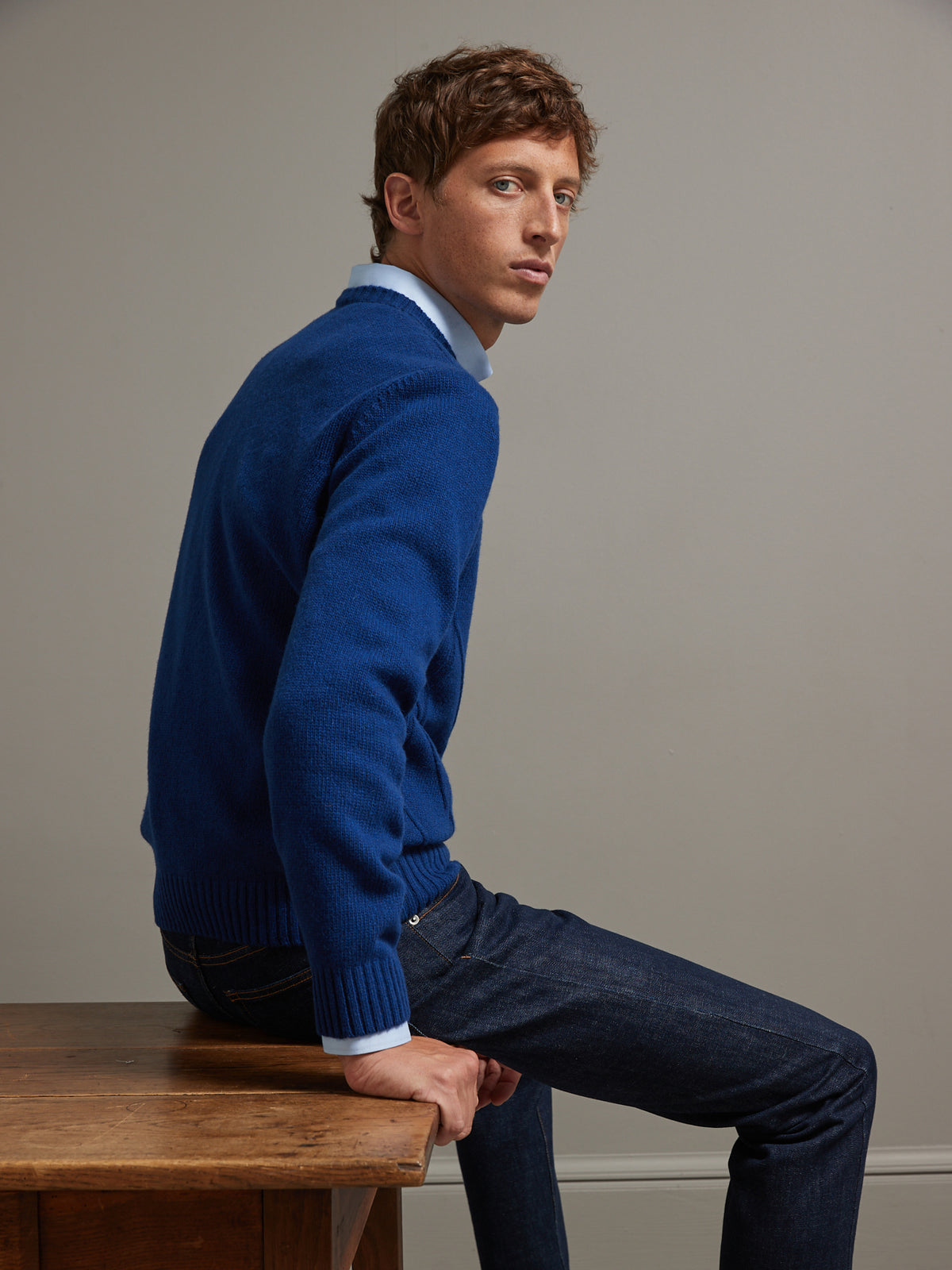 Herrenpullover mit Musterstrick und rundem Halsausschnitt