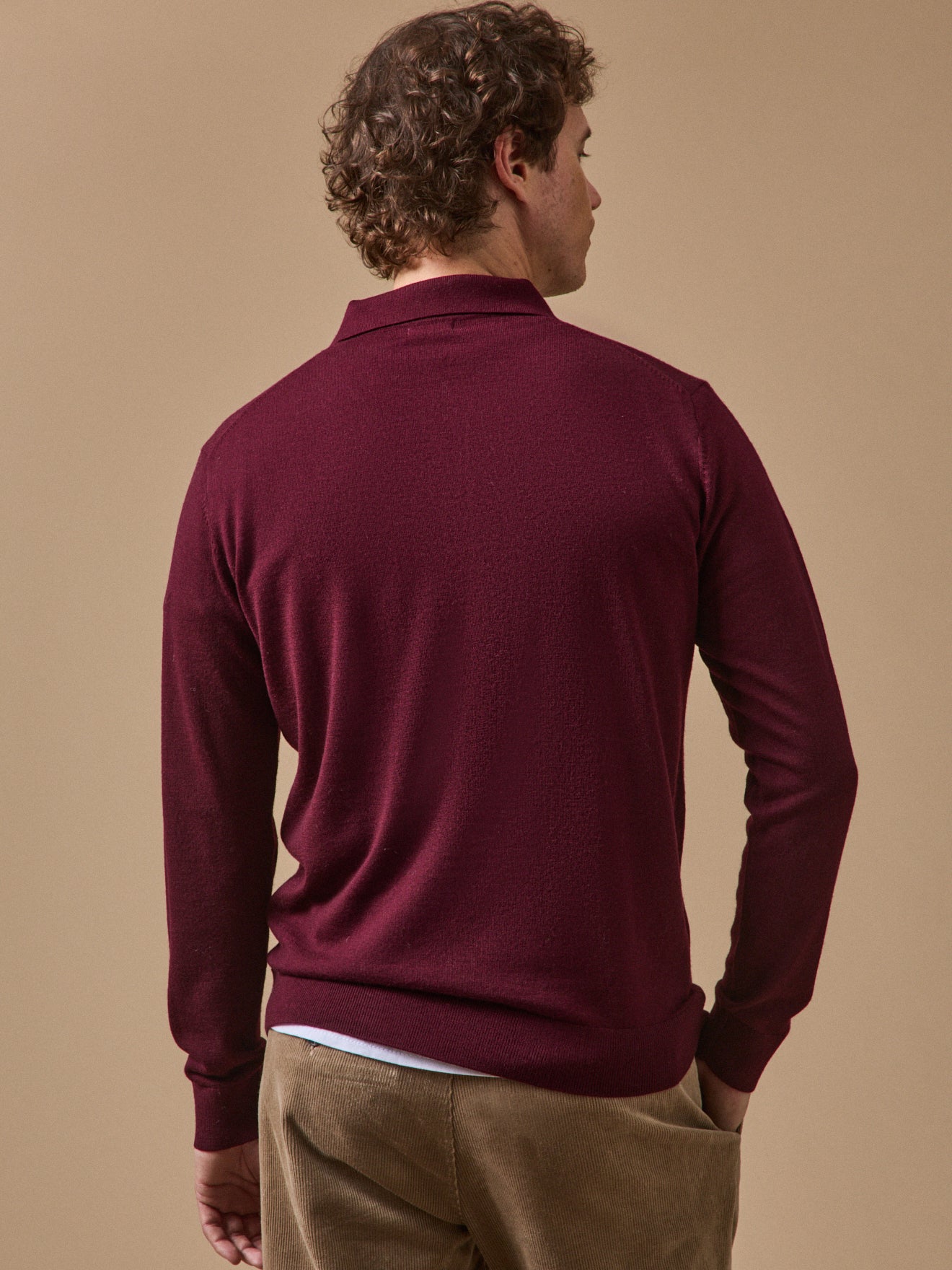 Feinmaschiger Herrenpullover mit Polokragen aus Merinowolle