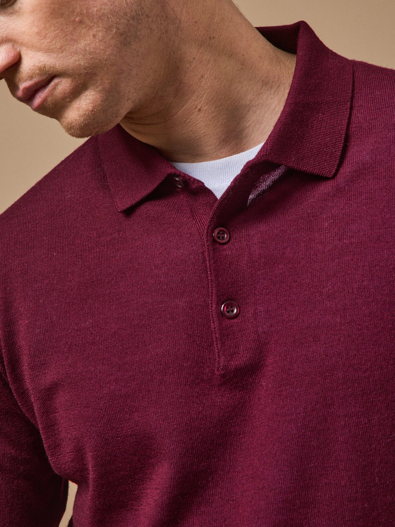 Feinmaschiger Herrenpullover mit Polokragen aus Merinowolle