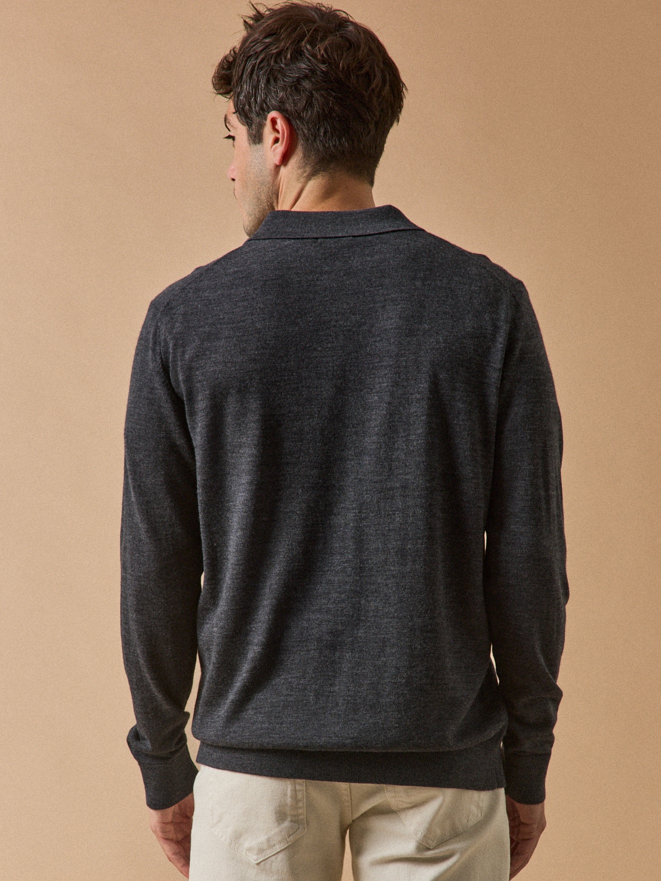 Feinmaschiger Herrenpullover mit Polokragen aus Merinowolle