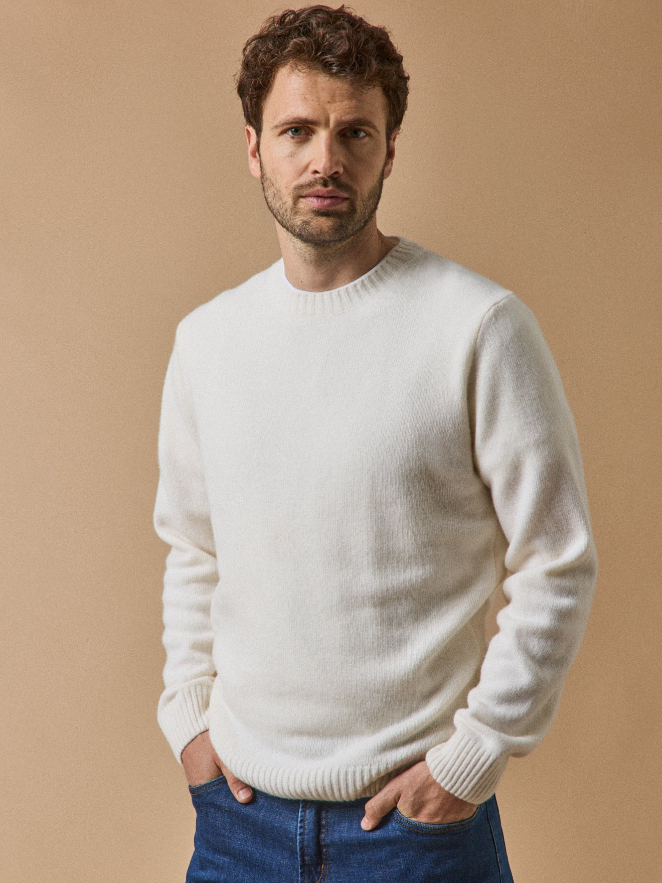 Herrenpullover mit rundem Halsausschnitt aus Wollmischung