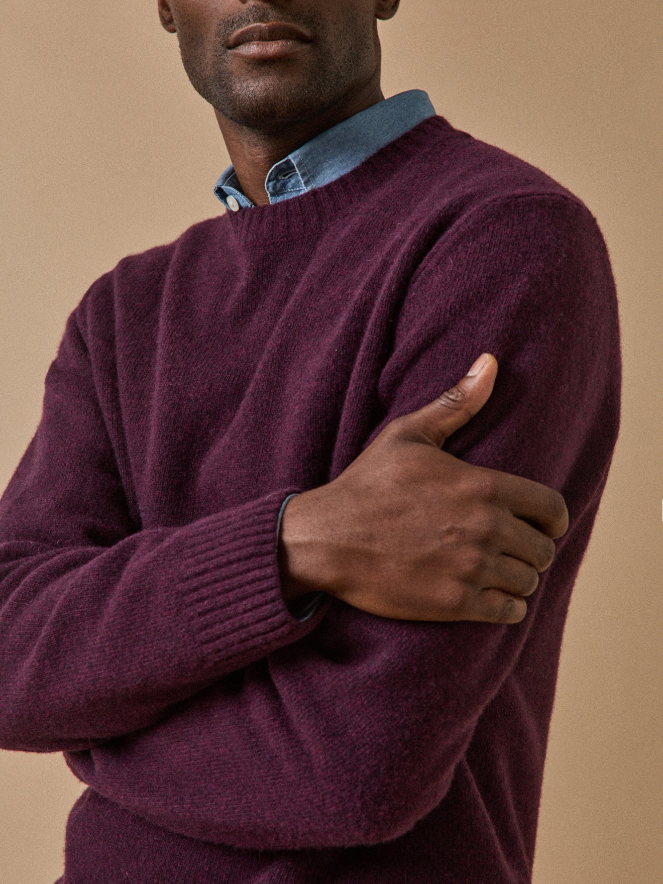 Herrenpullover mit rundem Halsausschnitt aus Wollmischung
